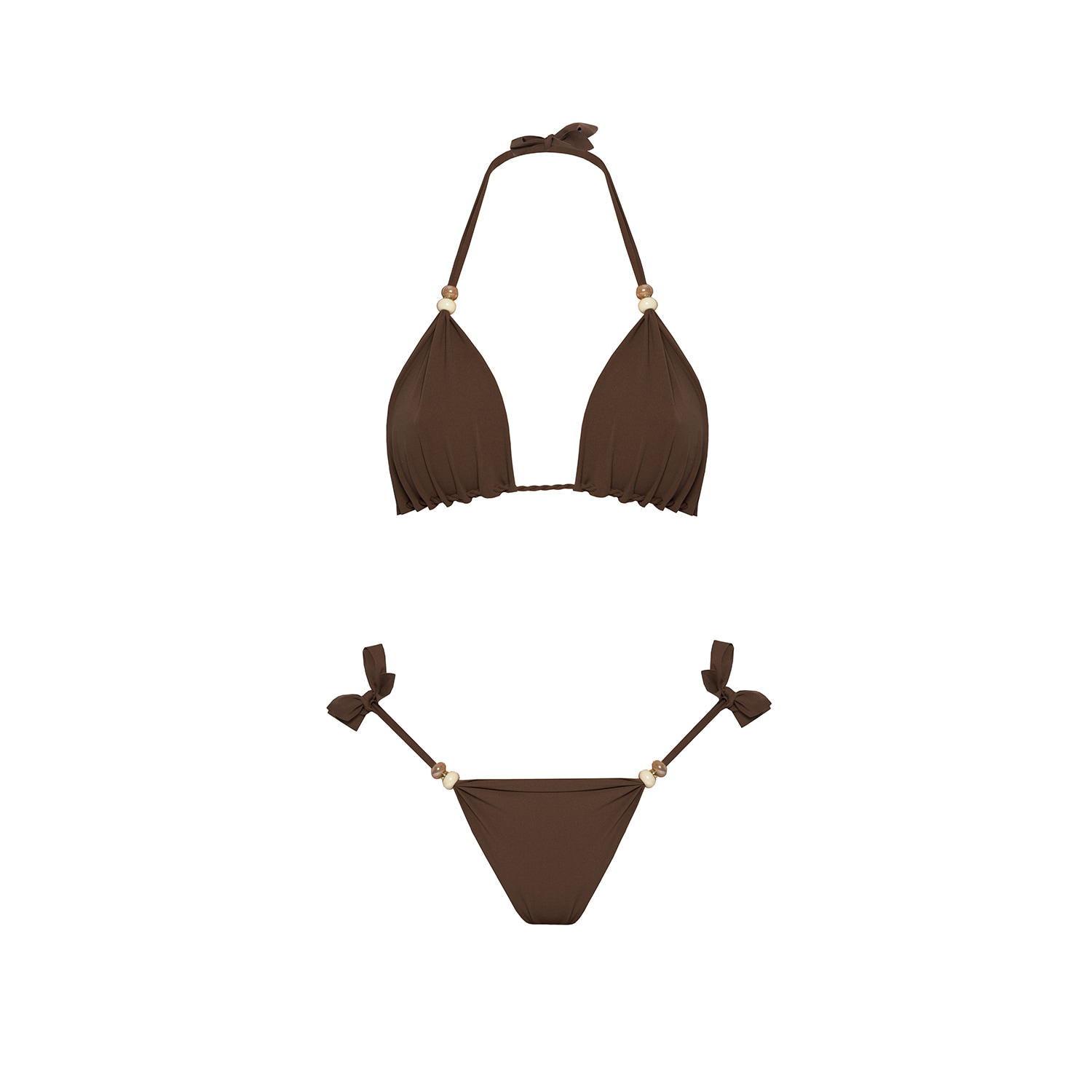 Women’s Brown Beads Bikini Chocolate One Size Praia Beachwear