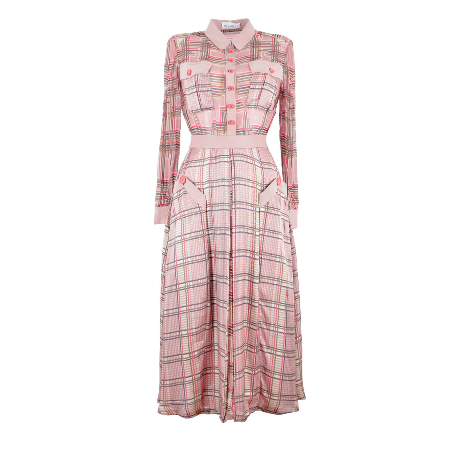 Women’s Pink Check Print Silk Dress Small Rua & Rua