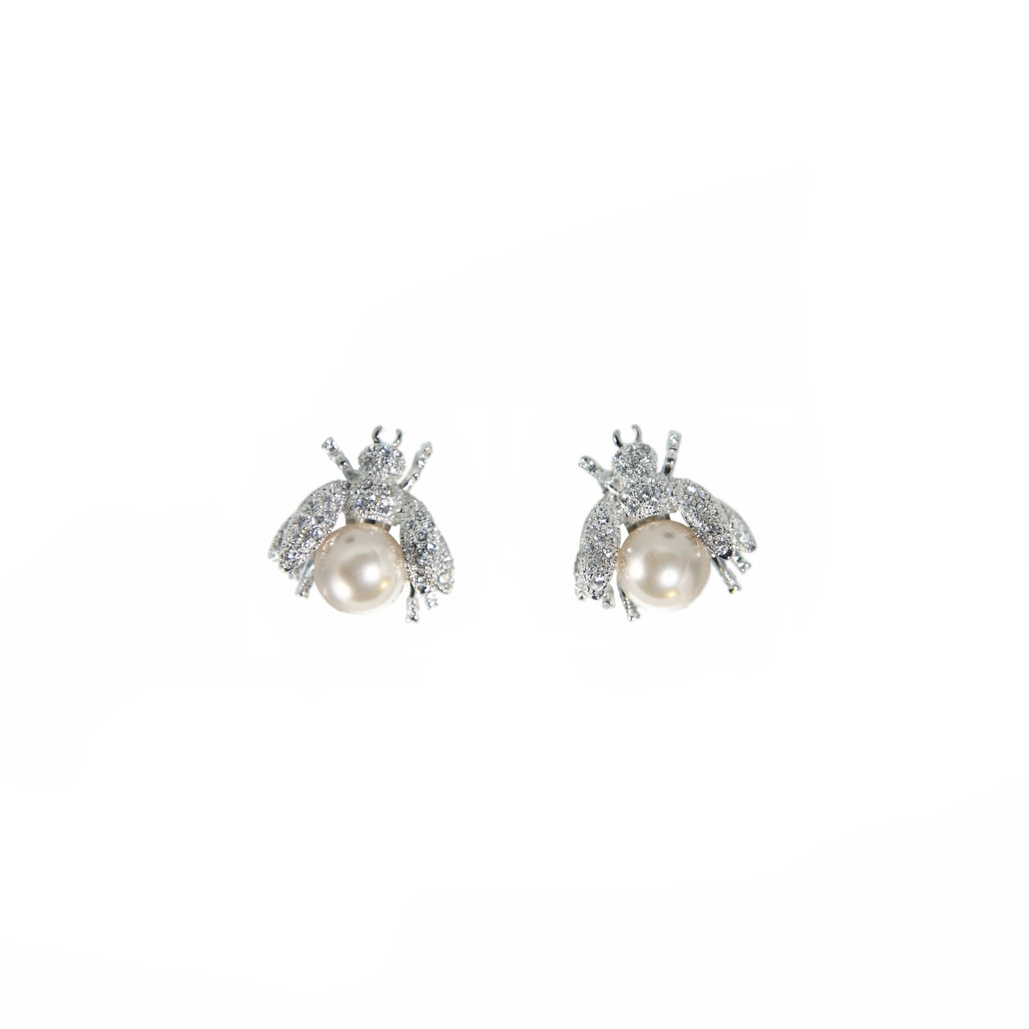 Women’s White / Silver Bumblebee Earrings - Silver, White Stephanie Browne Australia