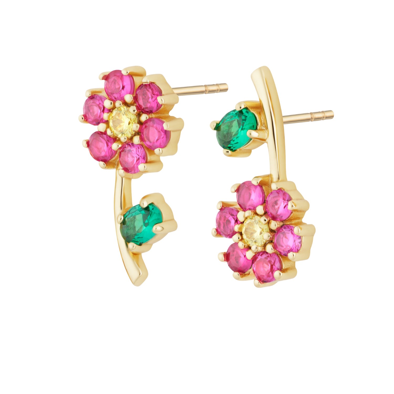 Women’s Gold Mismatched Flower Stud Earrings Scream Pretty