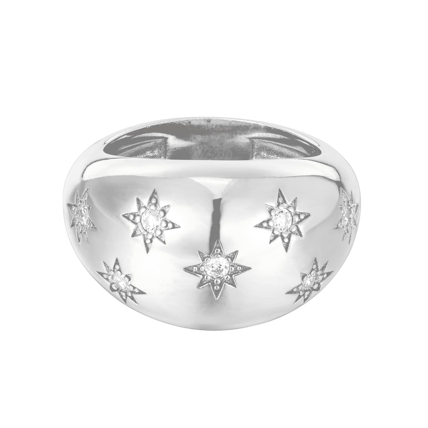 Women’s Ecoated Sterling Silver Cz Domed Ring Seol + Gold