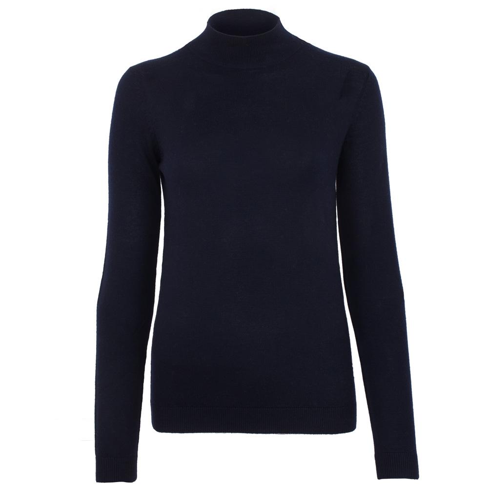 Blue Women’s Pure Extra Fine Merino Wool High Neck Hayley Jumper - Navy Small Paul James Knitwear