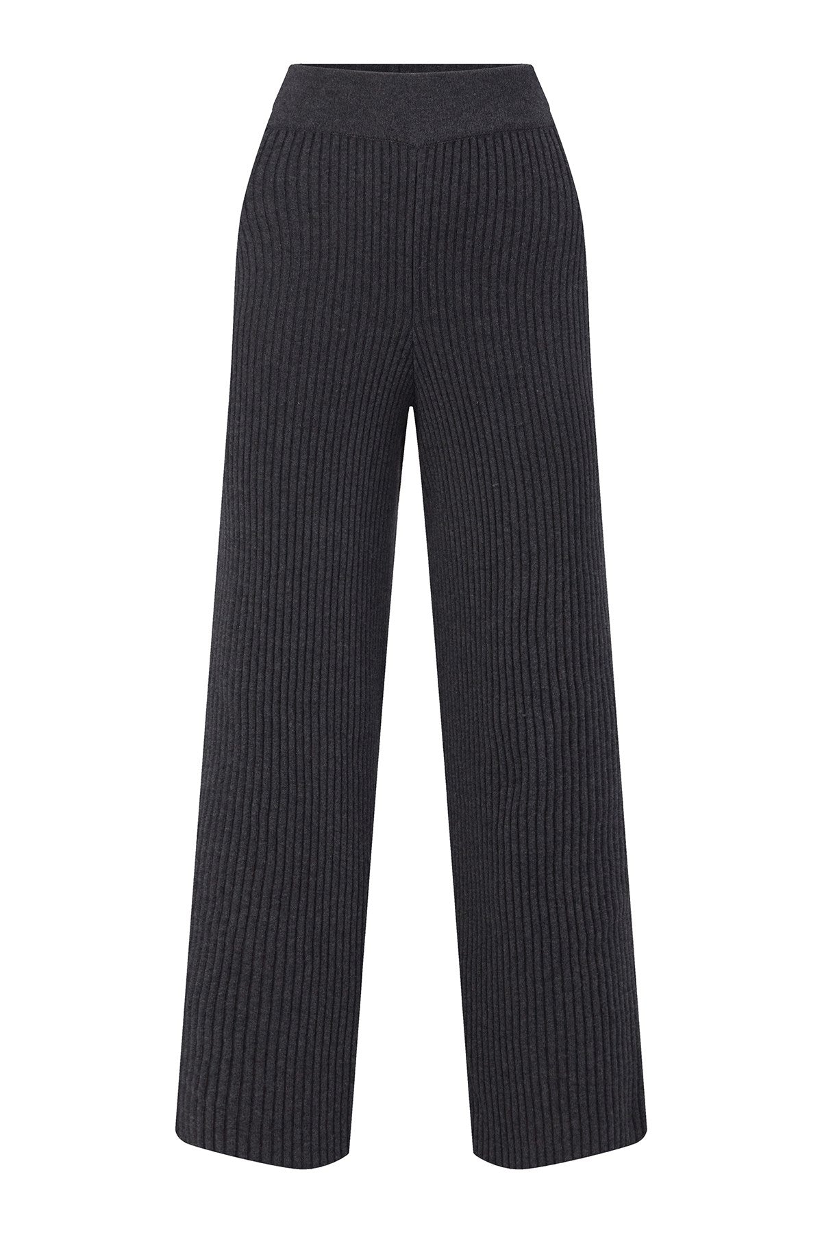 Women’s Grey Cashmere Blend Straight-Cut Knit Trousers - Anthracite Small Peraluna