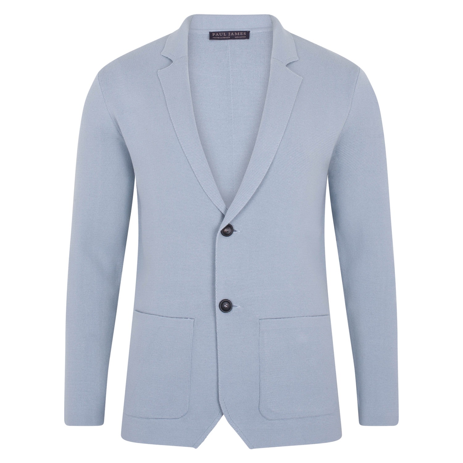 Mens Cotton Deconstructed Knitted Gabriel Blazer - Chalk Blue Extra Small Paul James Knitwear