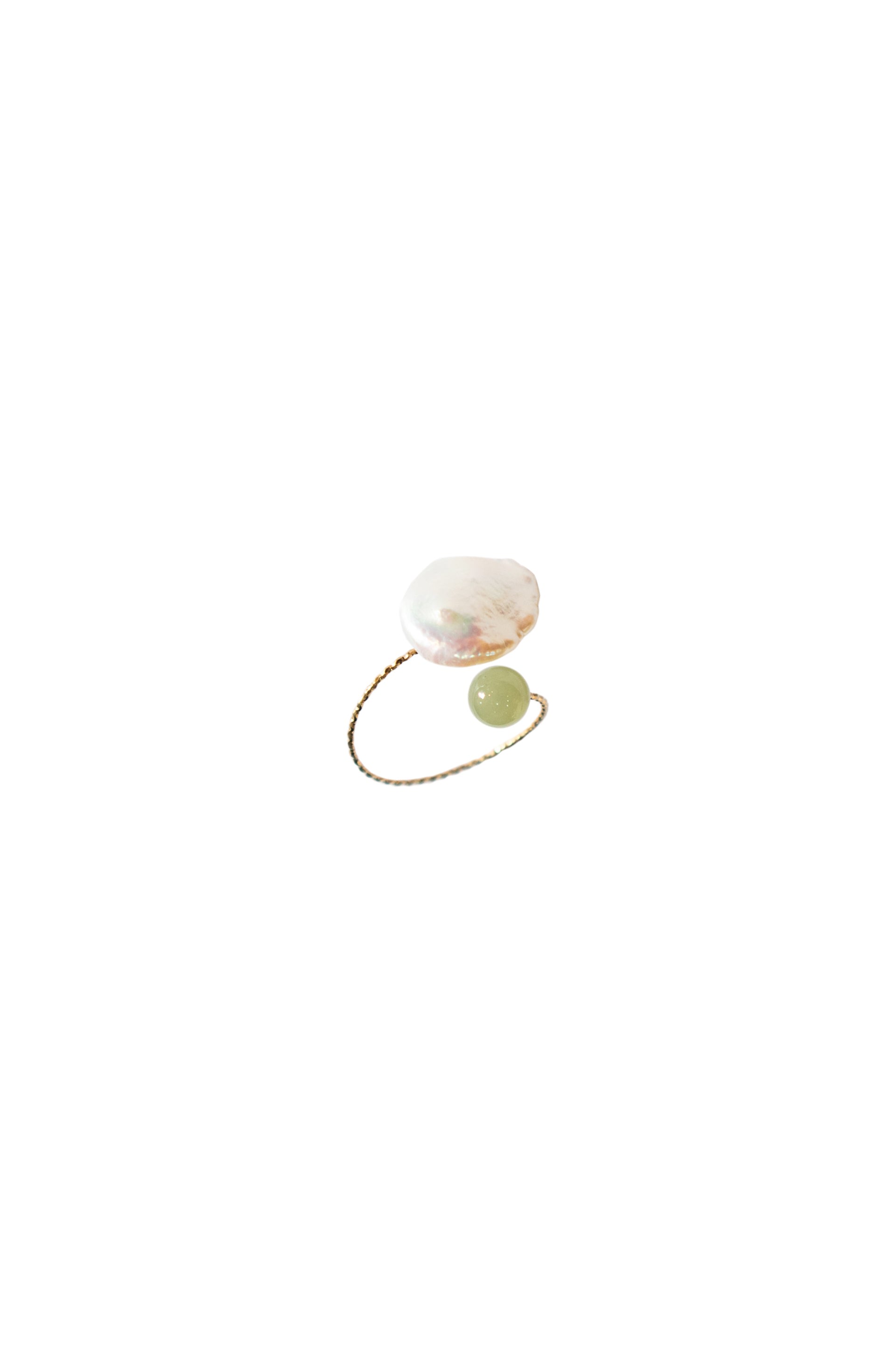 Women’s Green Monet Jade & Baroque Pearl Adjustable Ring Seree