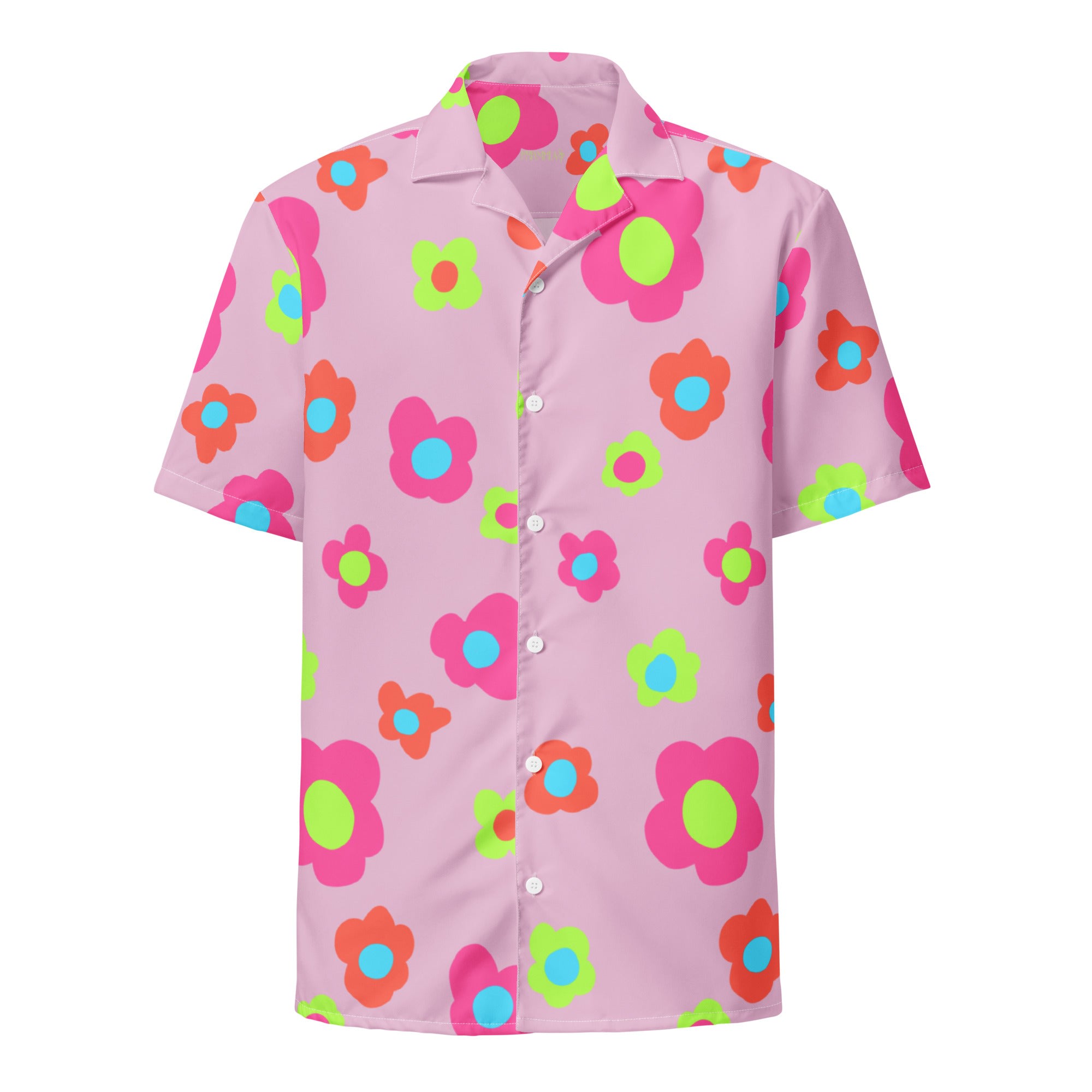 Men’s Green / Pink / Purple Floral Doodles Pink Mauve Unisex Button Down T-Shirt Medium Formula S7