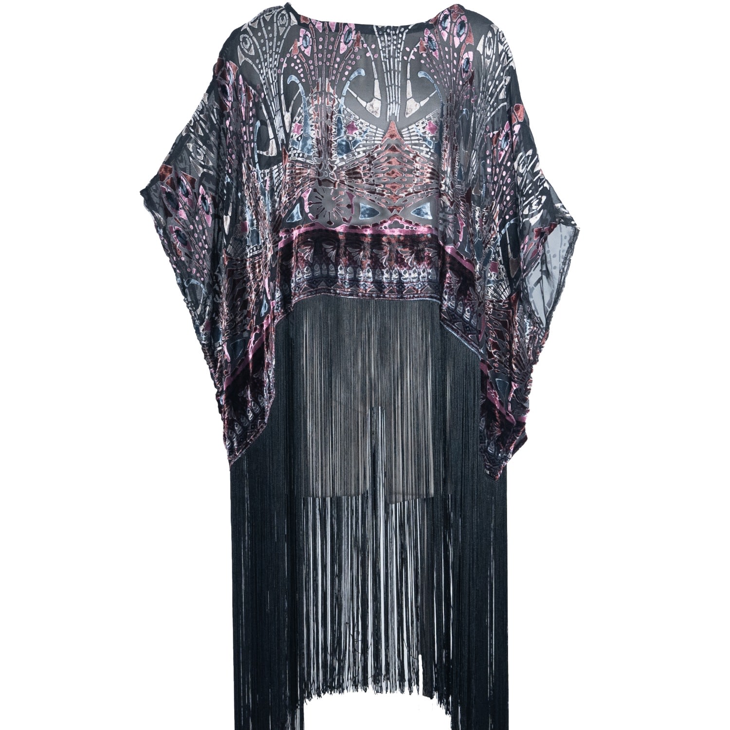 Women’s Brown Empire Fringe Scarf Tunic One Size Jennafer Grace