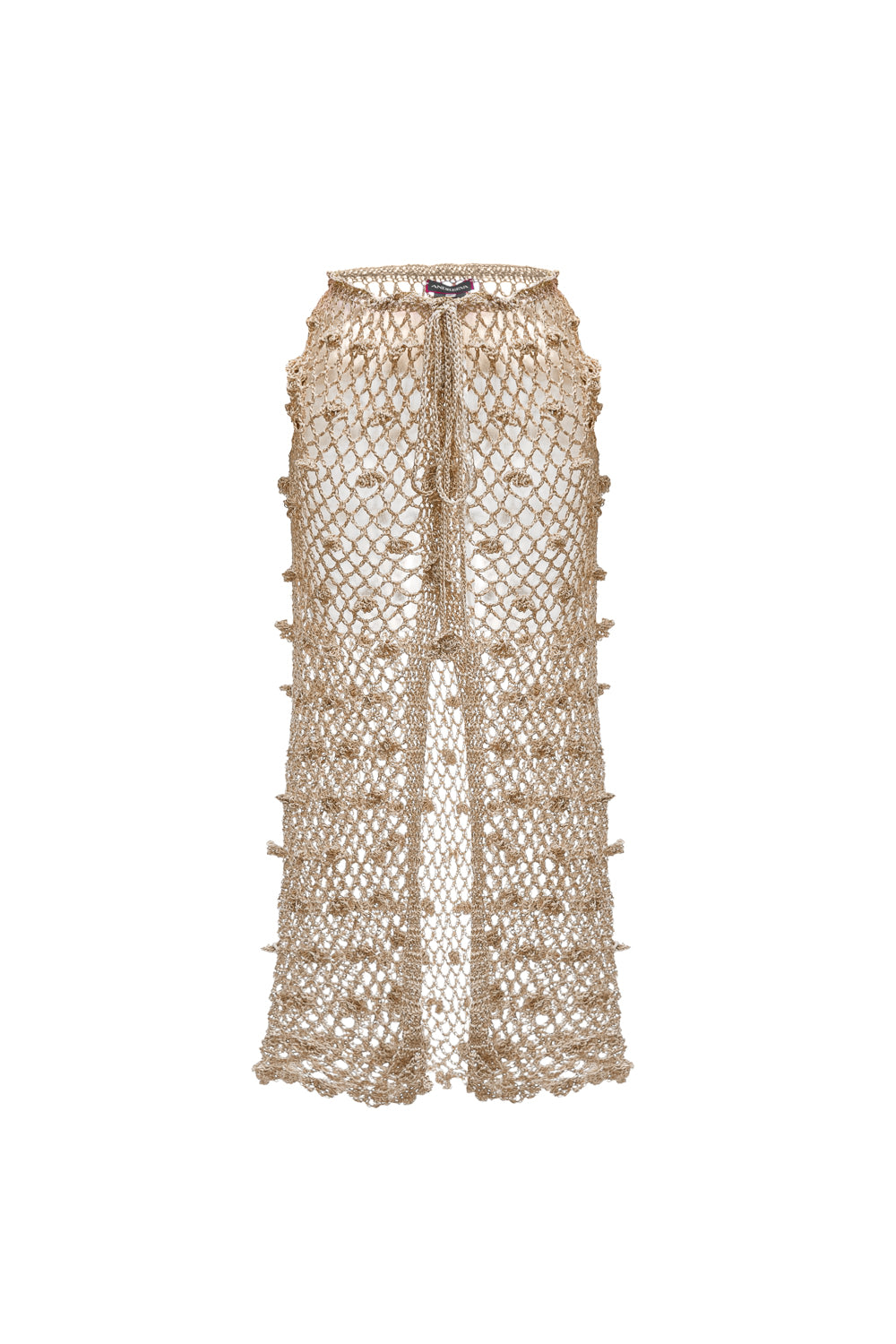 Women’s Gold / Silver Metallic Handmade Crochet Skirt Large Andreeva