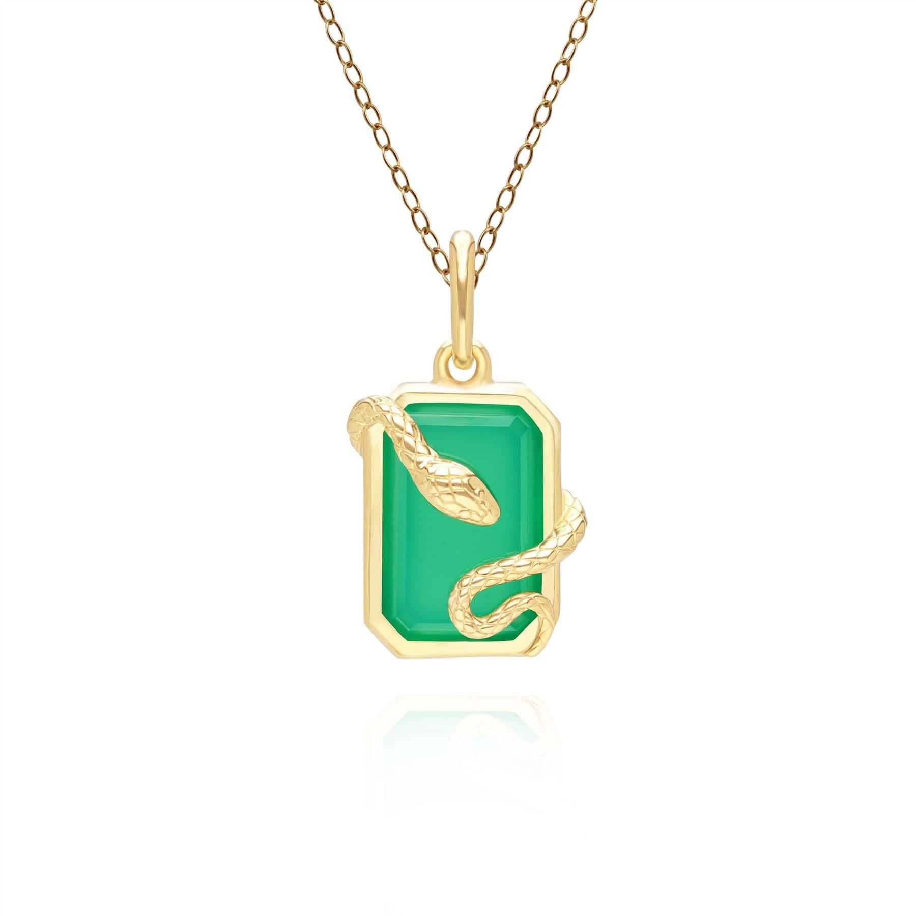 Women’s Green / Gold Green Chalcedony Snake Wrap Pendant In Gold Plated Sterling Silver Gemondo