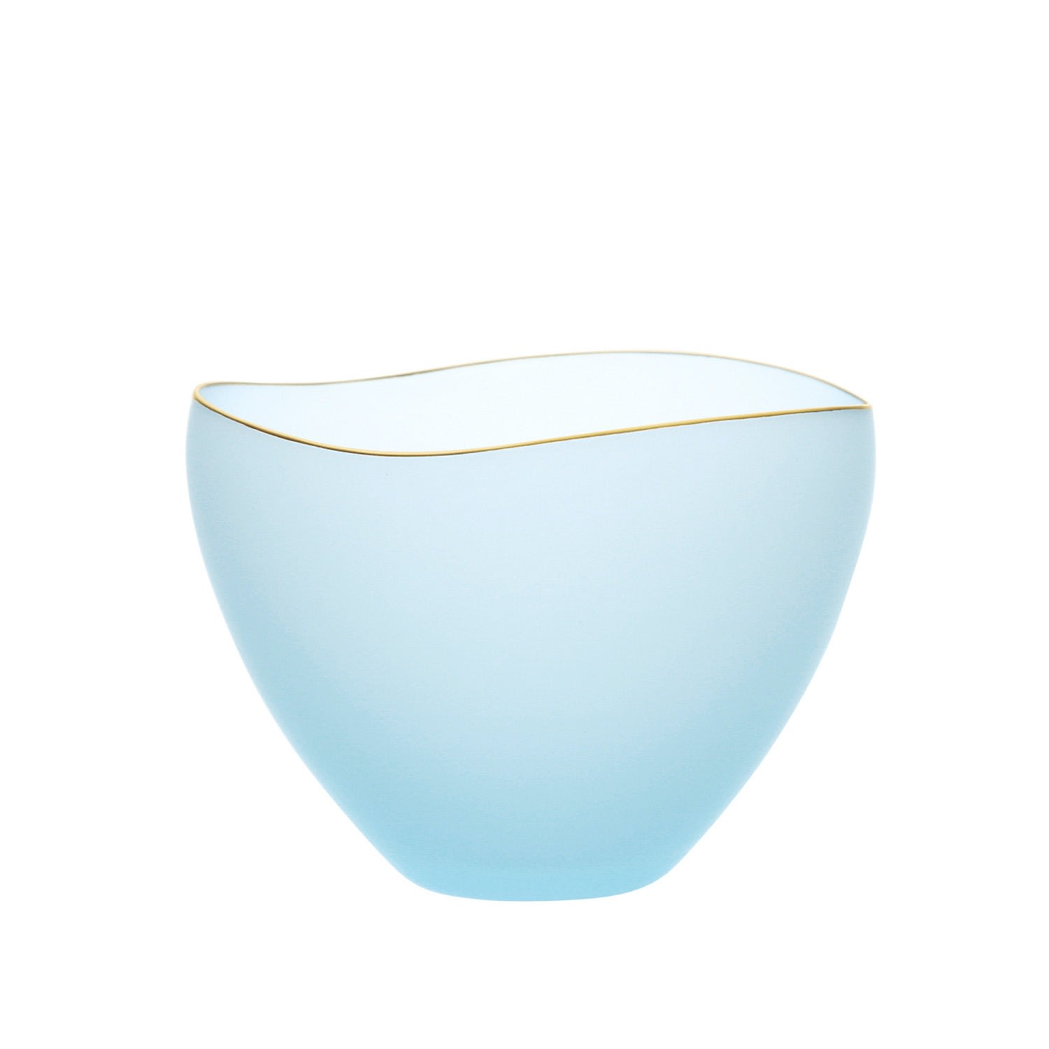 Saki Handcrafted Glass Bowl With Gold Rim - Blue 3.7" Sghr Sugahara