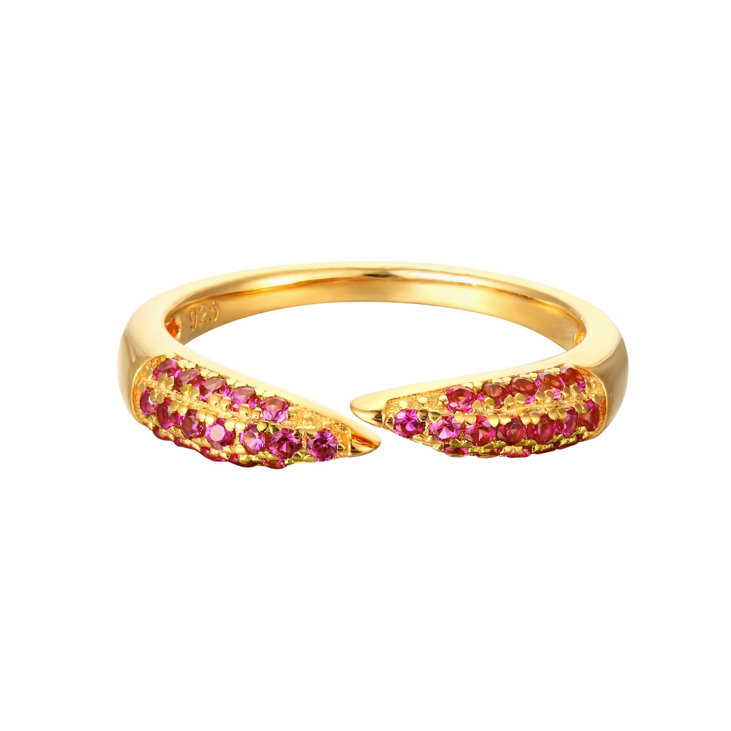Women’s 22Ct Gold Vermeil Ruby Cz Open Claw Ring Seol + Gold