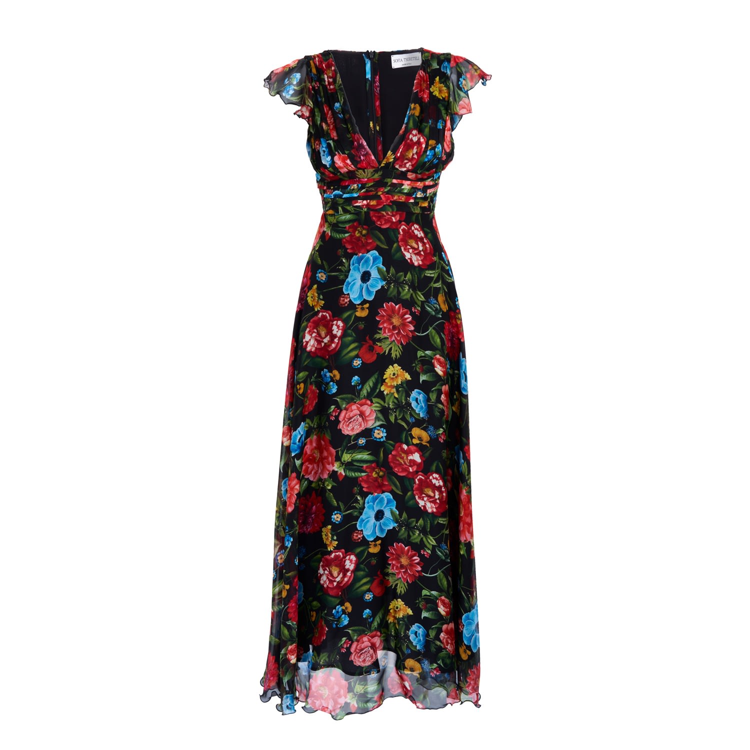 Women’s Evening Dress In Floral Motif Xxs Sofia Tsereteli