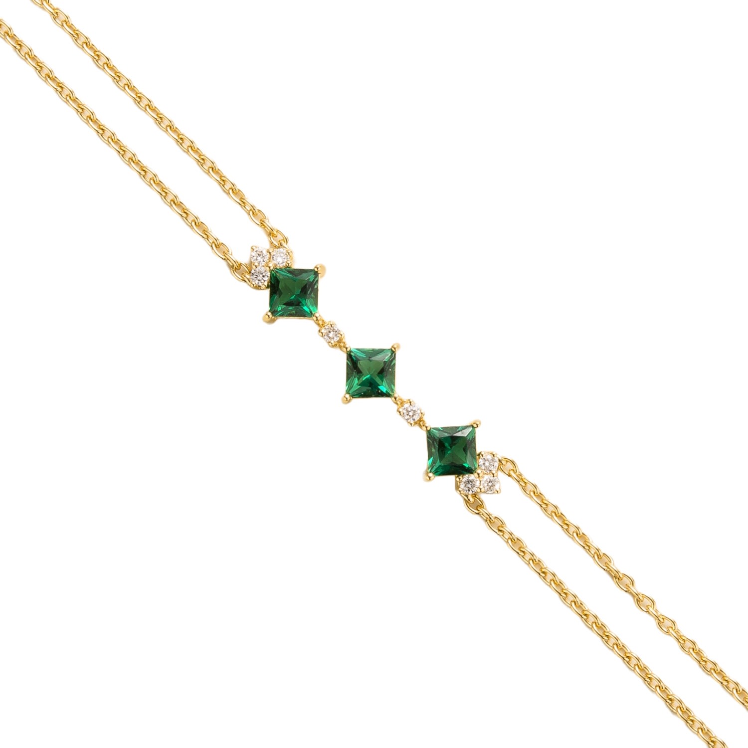 Women’s Gold / Green / White Forma Bracelet In Emerald & Diamond Juvetti