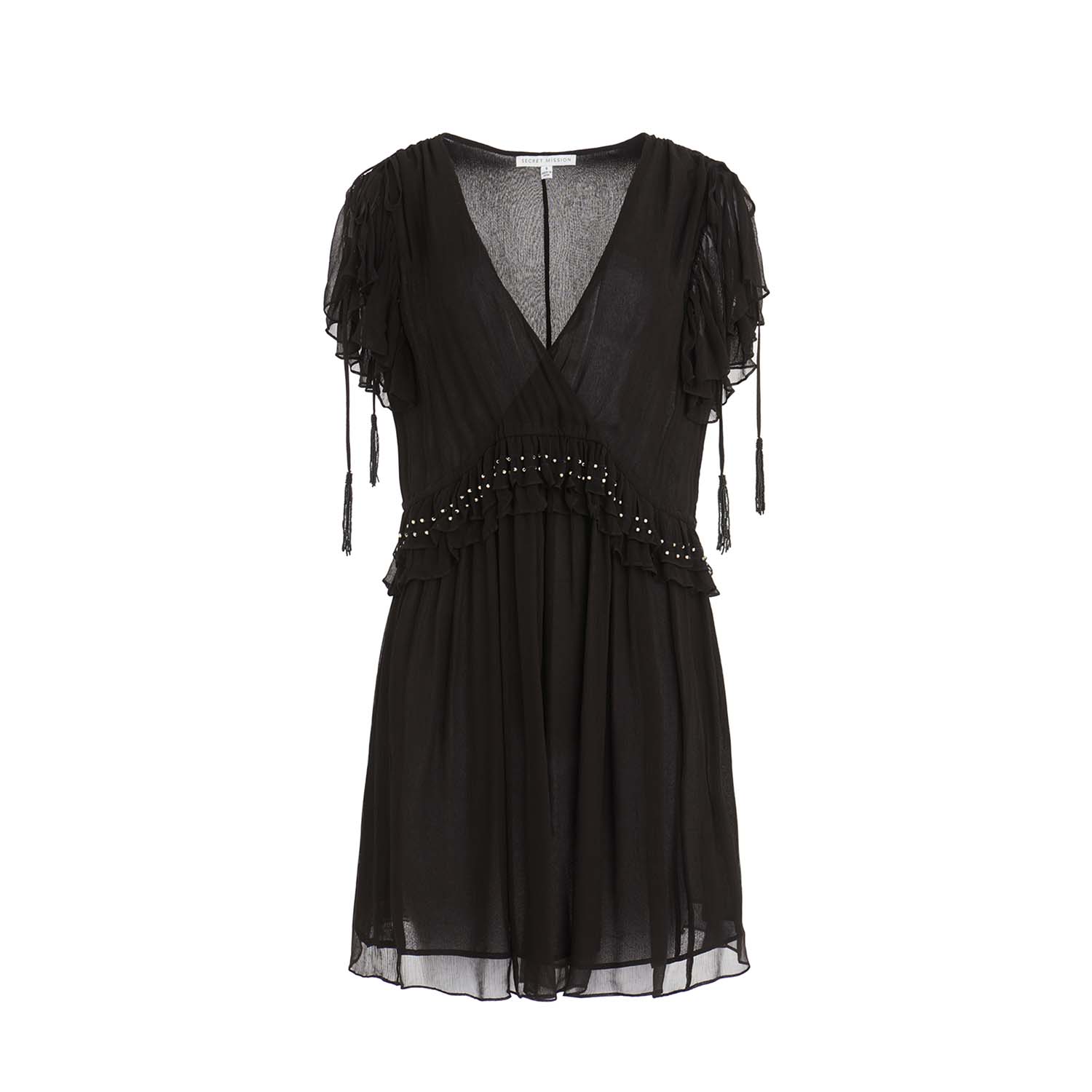 Women’s Camille Black Dress - Viscose Chiffon Small Secret Mission