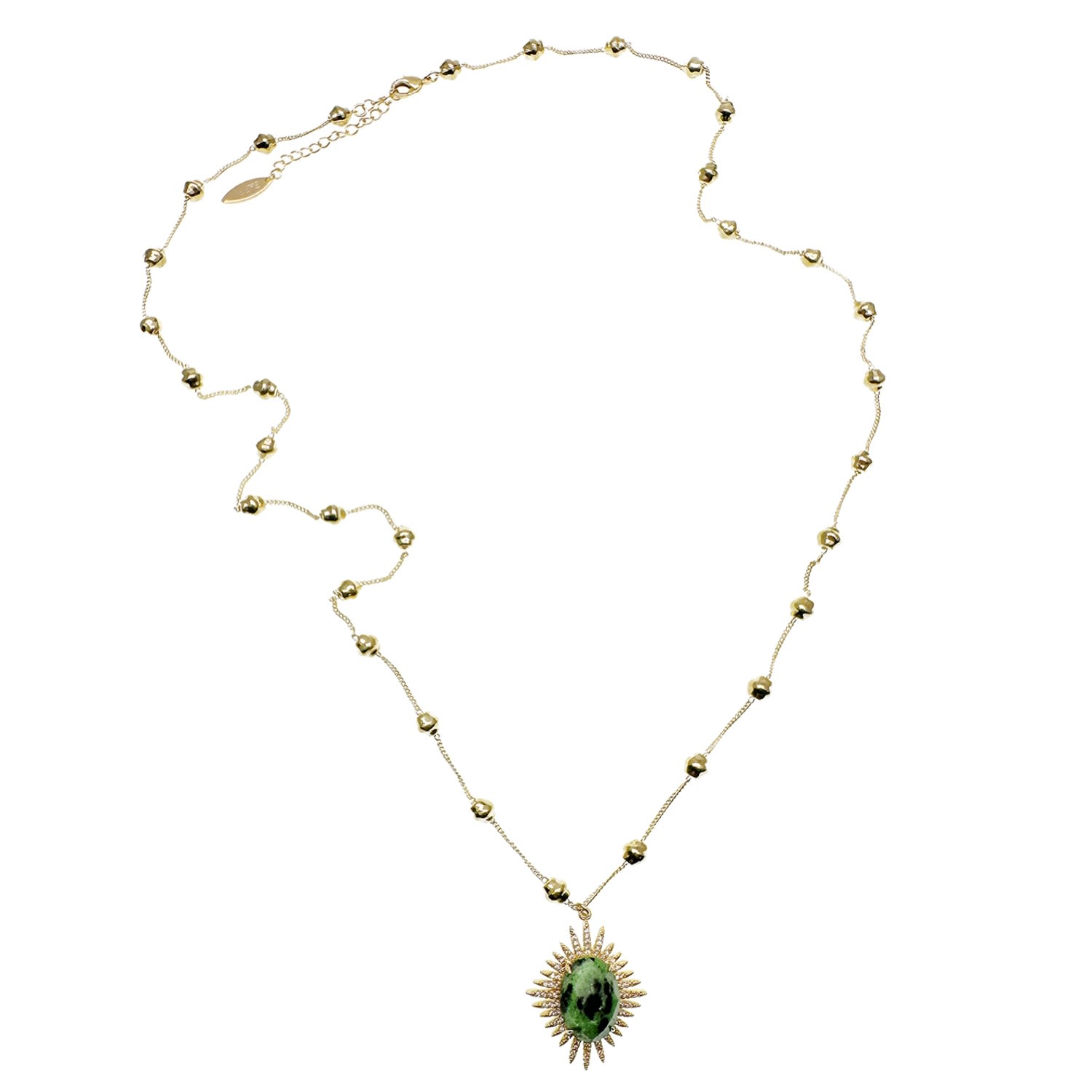 Women’s Gold / Green Epidote Charm Chain Necklace Farra