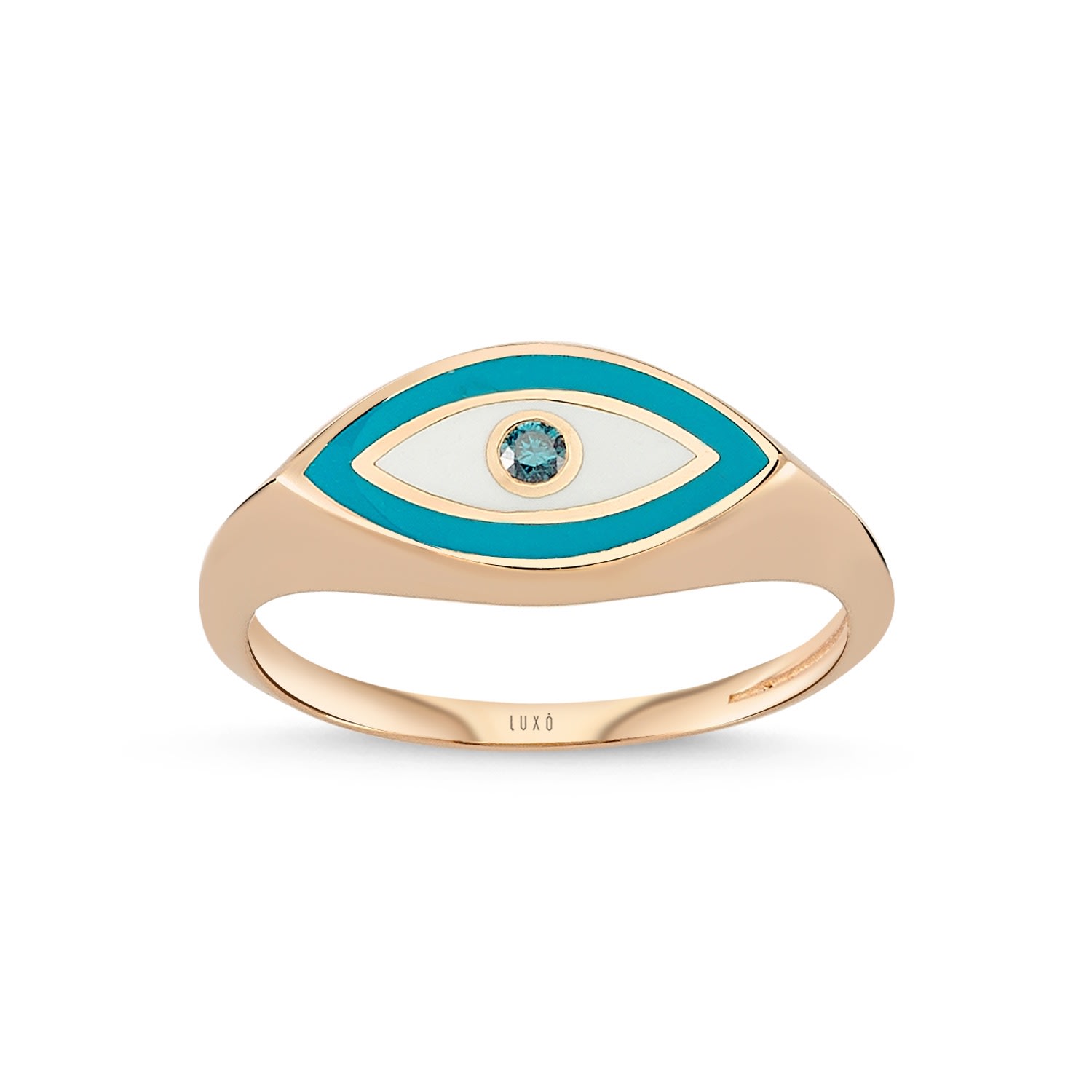 Women’s Eyeful Enamel Blue Diamond Rose Gold Ring Luxo Diamond