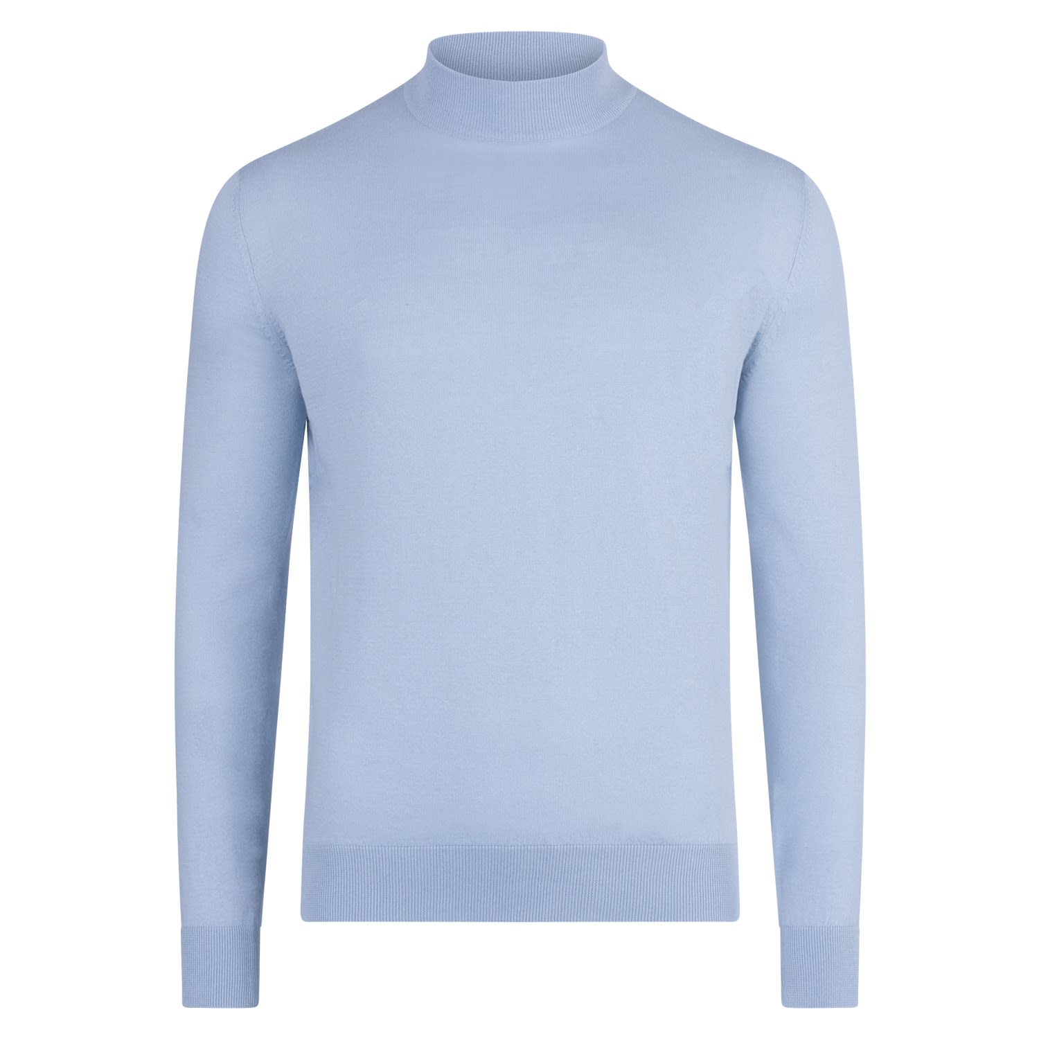 Mens Ultra Fine Cotton Mock Turtle Neck Spencer Jumper - Chalkblue Large Paul James Knitwear