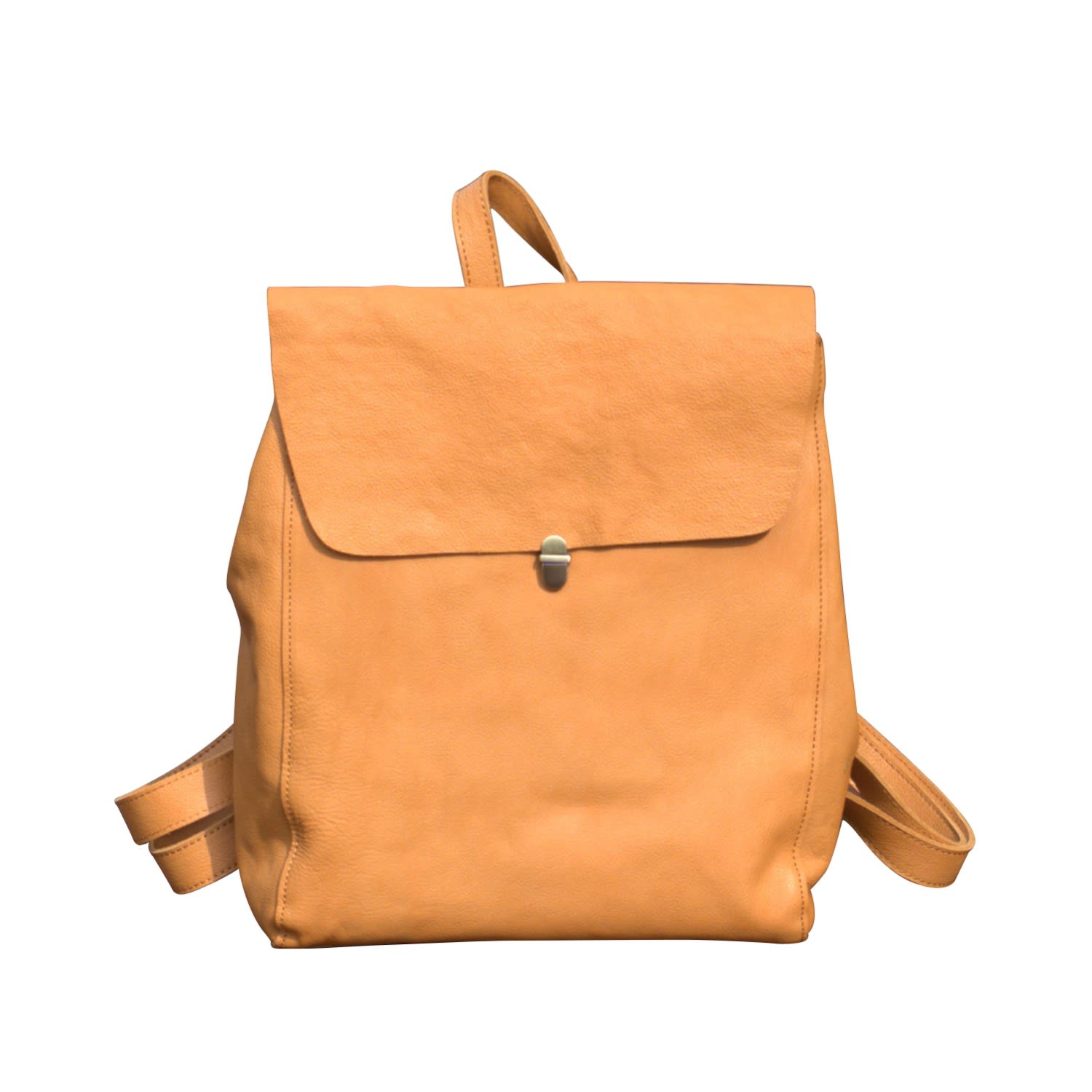 Women’s Yellow / Orange Genuine Leather Slim Backpack- Mustard Touri