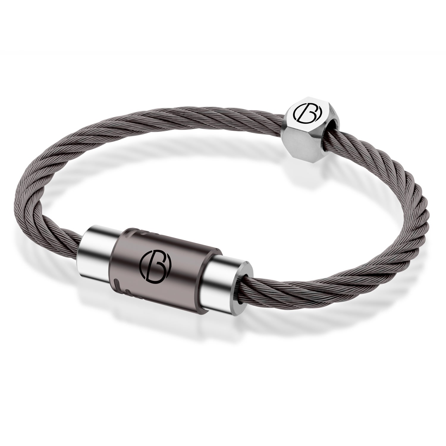 Men’s Grey / Silver Cable Storm Bracelet Bailey of Sheffield