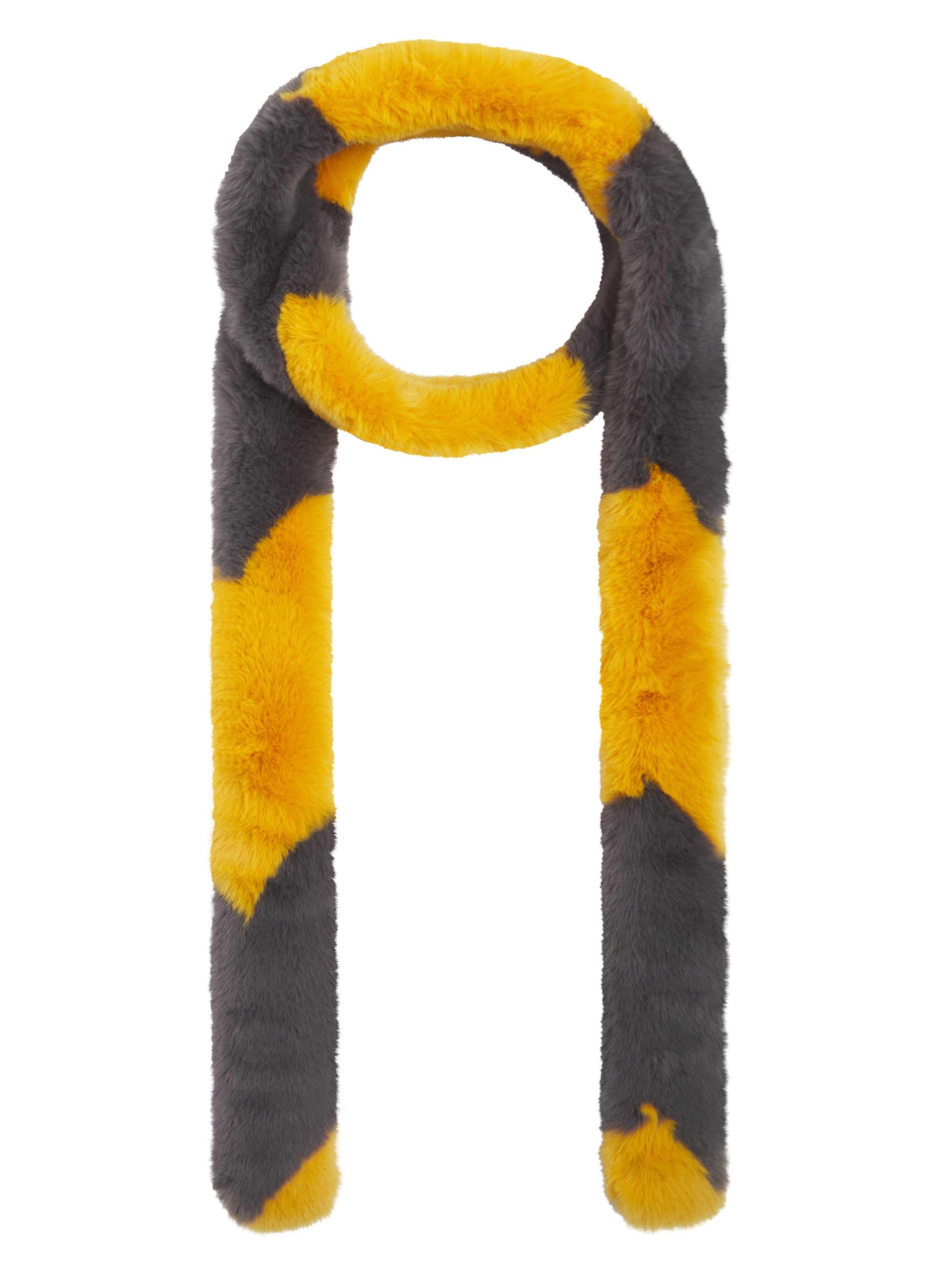 Women’s Black / Yellow / Orange Ziggy Faux Fur Scarf-Ochre One Size Nooki Design