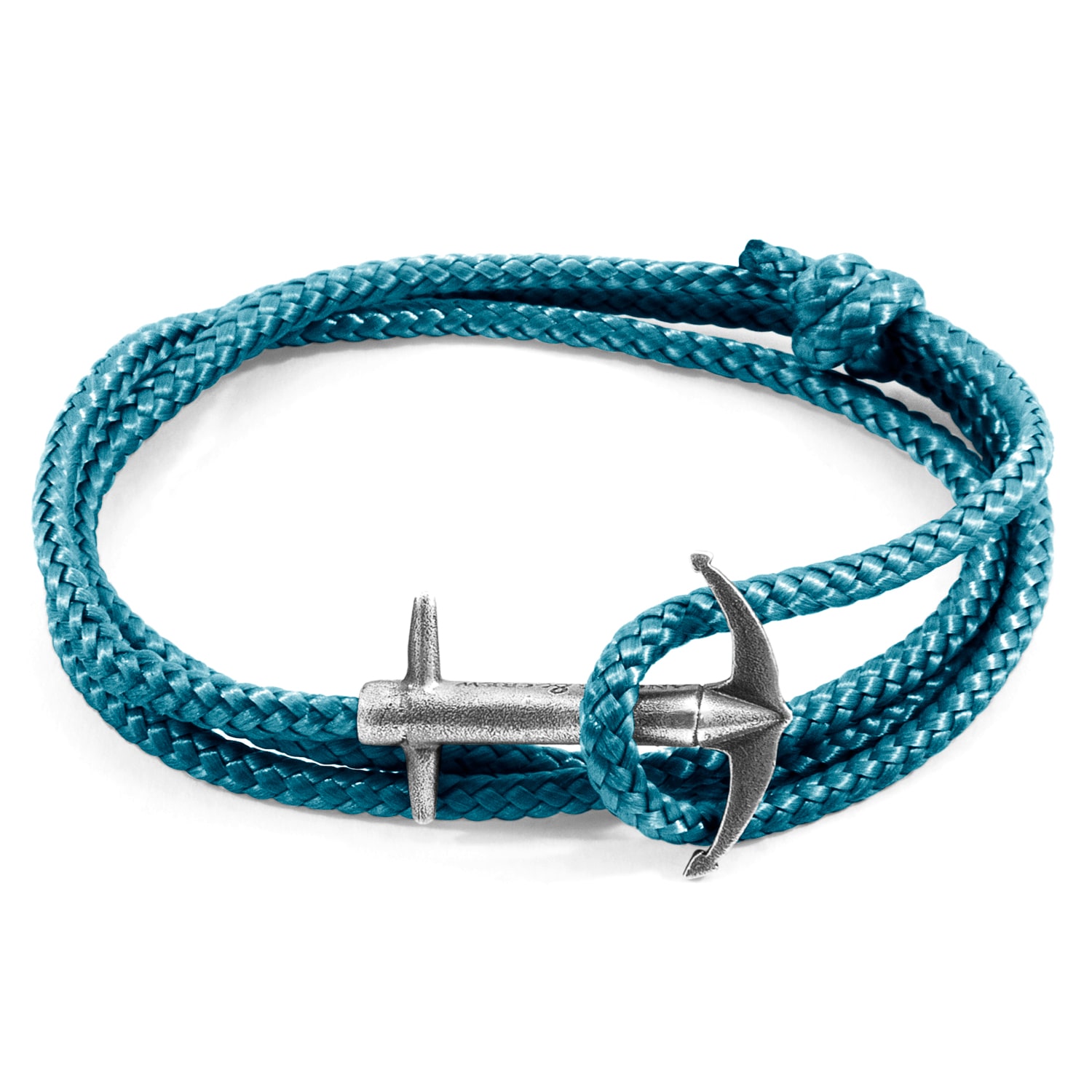 Men’s Ocean Blue Admiral Anchor Silver & Rope Bracelet Anchor & Crew