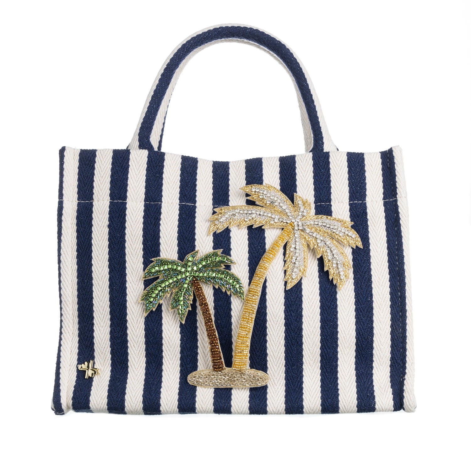 Women’s Blue Laines Couture Hand Embellished Palm Tree Tote Bag - Navy & Cream One Size Laines London
