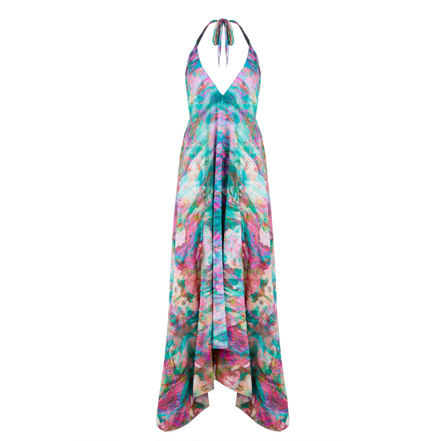 Women’s Liquid Rainbow Maxi Silk Ibiza Dress One Size Sophia Alexia