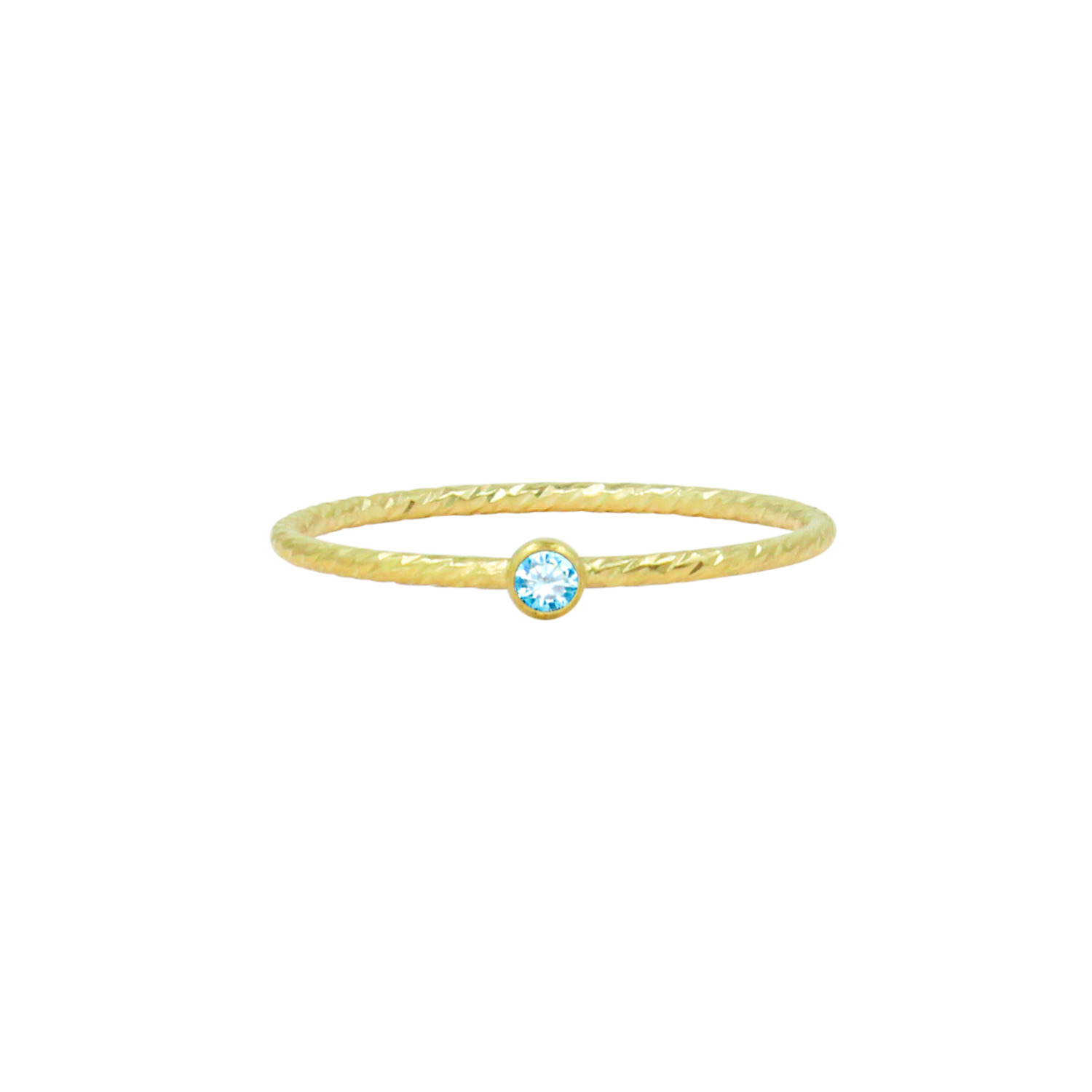 Women’s Gold Filled March Aquamarine Birthstone Stacking Ring Lucky Eleven