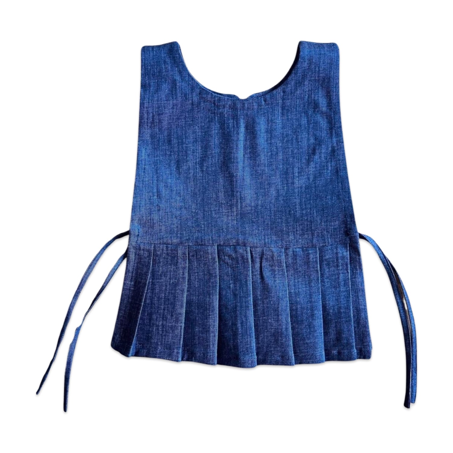 Women’s Blue Denim Vest With Pleated Details & Open Sides S/M London Atelier Byproduct