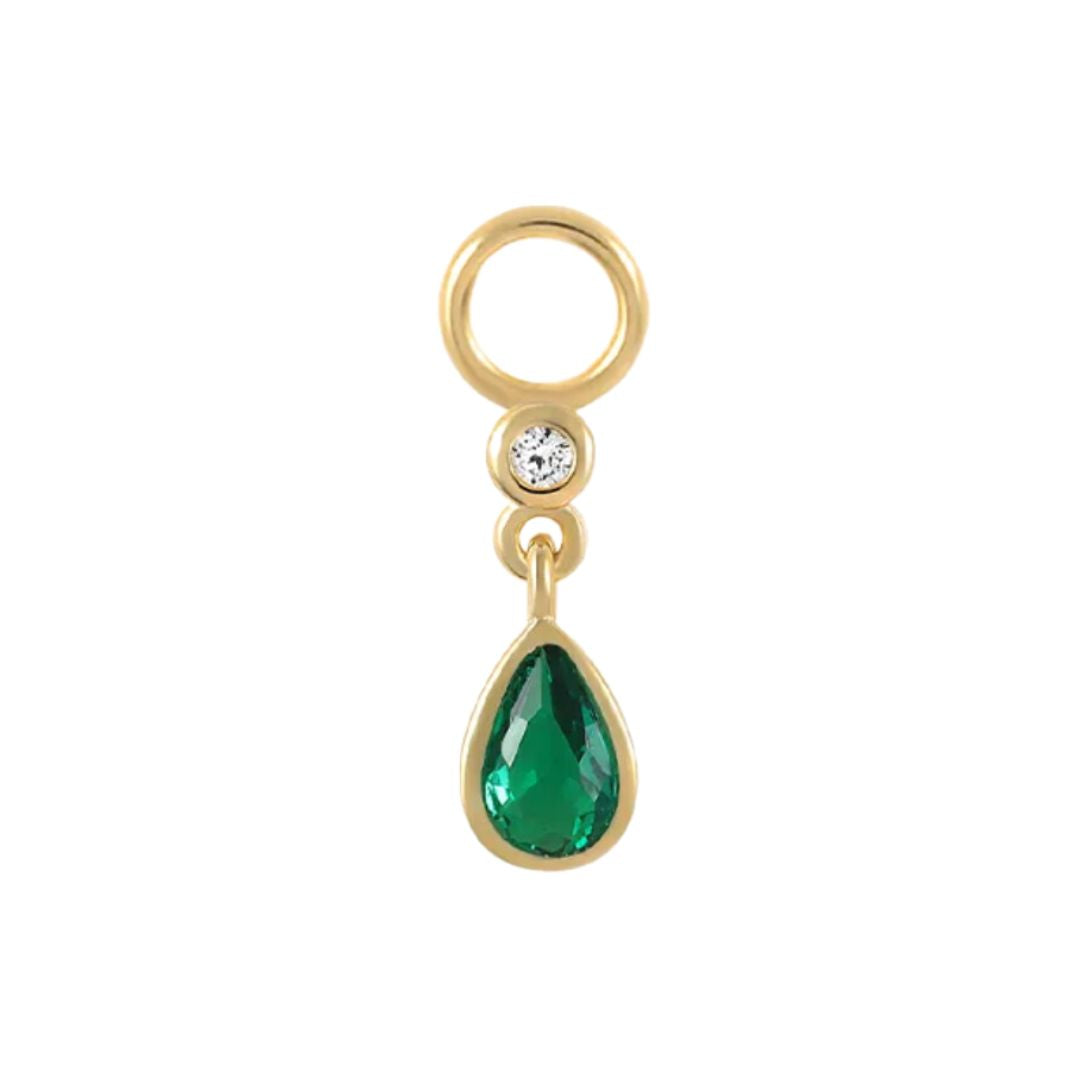 Women’s Gold / Green Emerald Drop Charm The Messy Archive