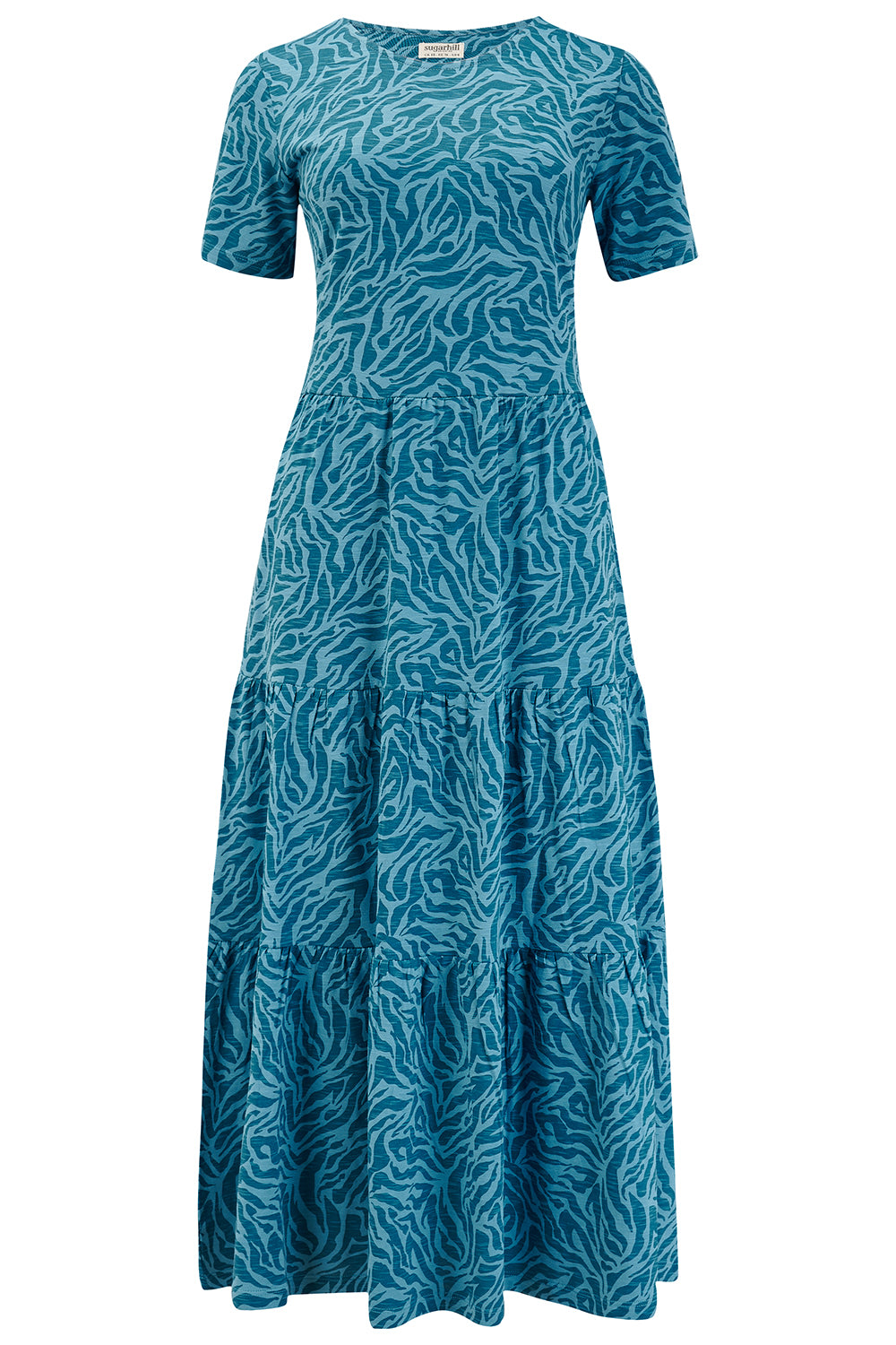 Women’s Blue Hilary Jersey Midi Smock Dress Teal, Wild Animal Extra Small Sugarhill Brighton