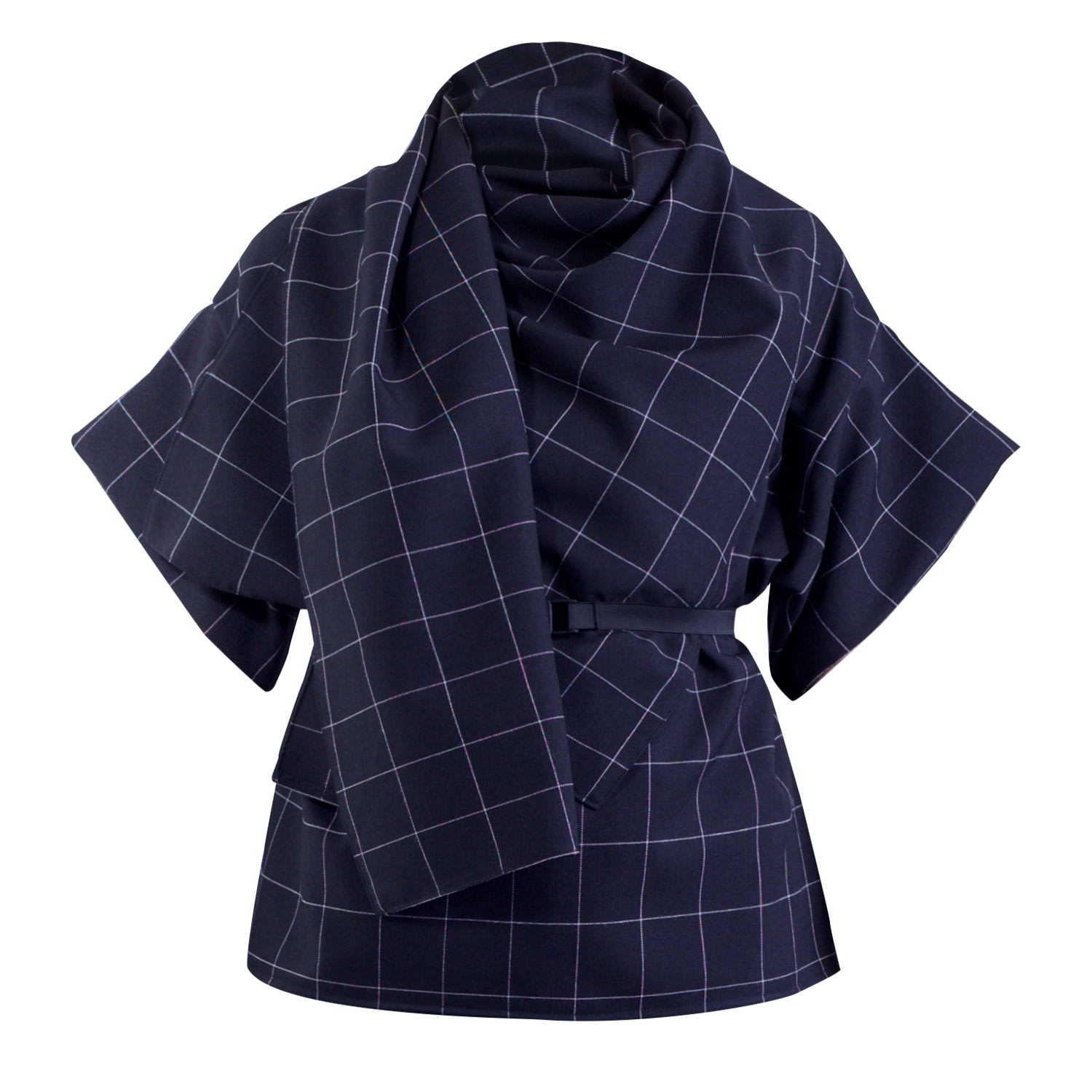 Women’s Blue Dexter Navy Large Grid Top Small Meem Label