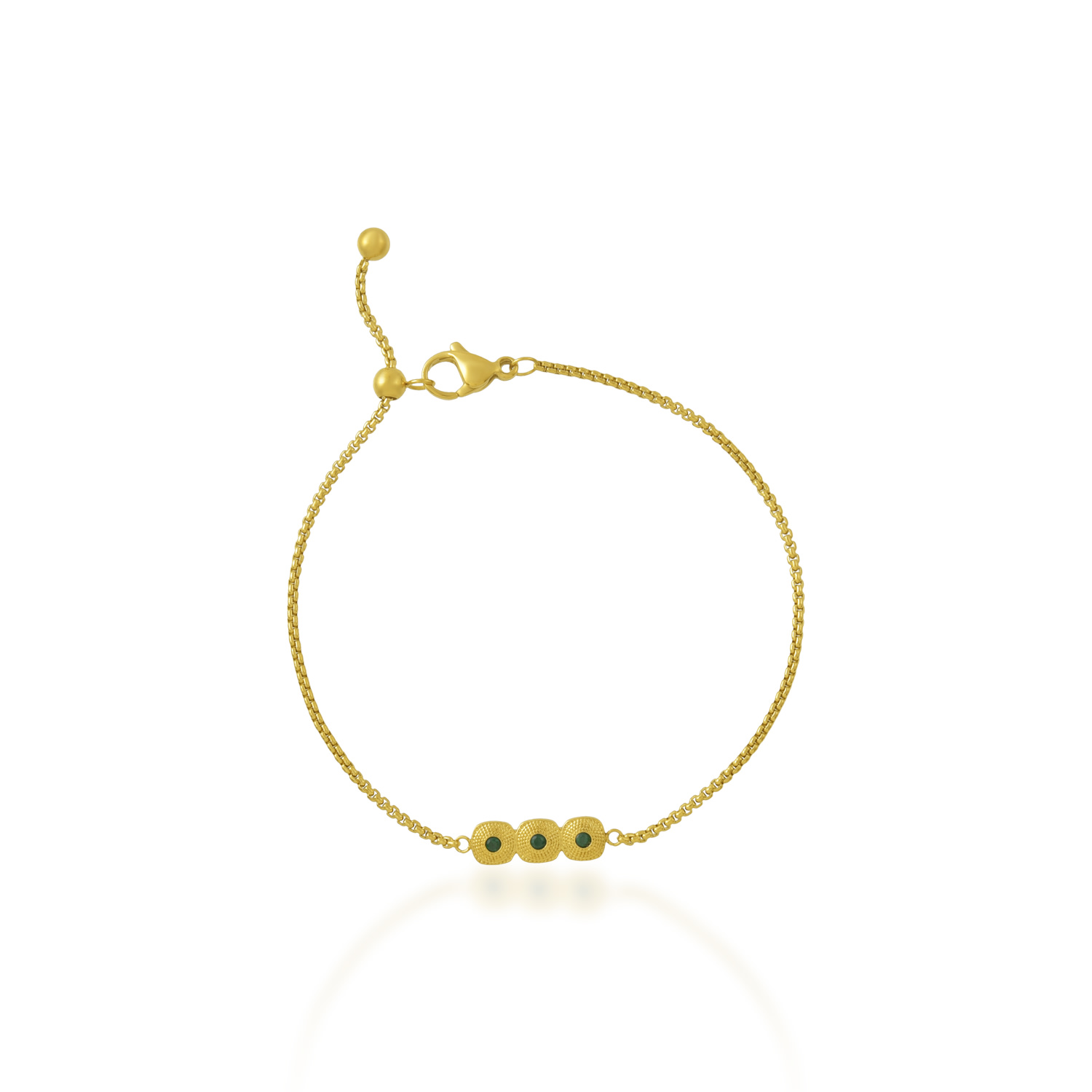 Women’s Gold / Green Green Gems Bar Bracelet Water Resistance Premium Plating Arvino