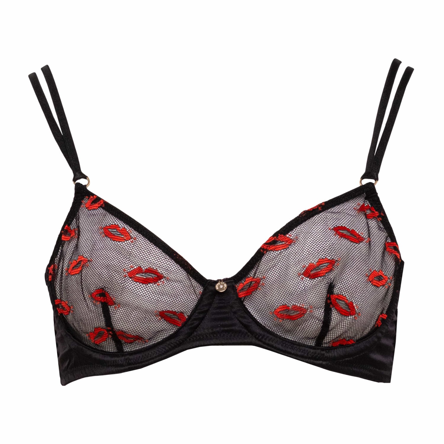 Women’s Black / Red Red Kisses Silk Bra Medium House of Silk