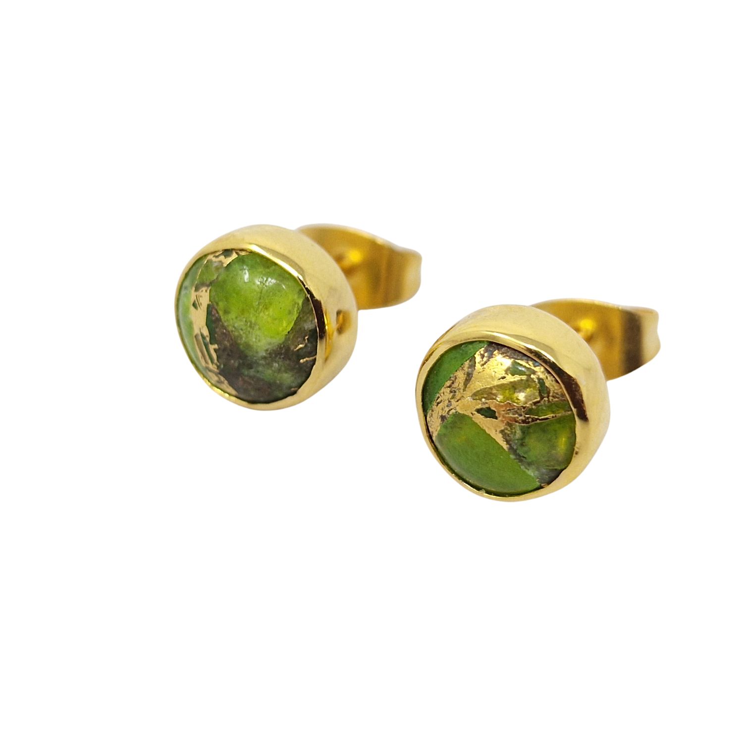 Women’s Green / Gold Peridot August Birthstone Stud Mini Gold Plated Earrings Harfi