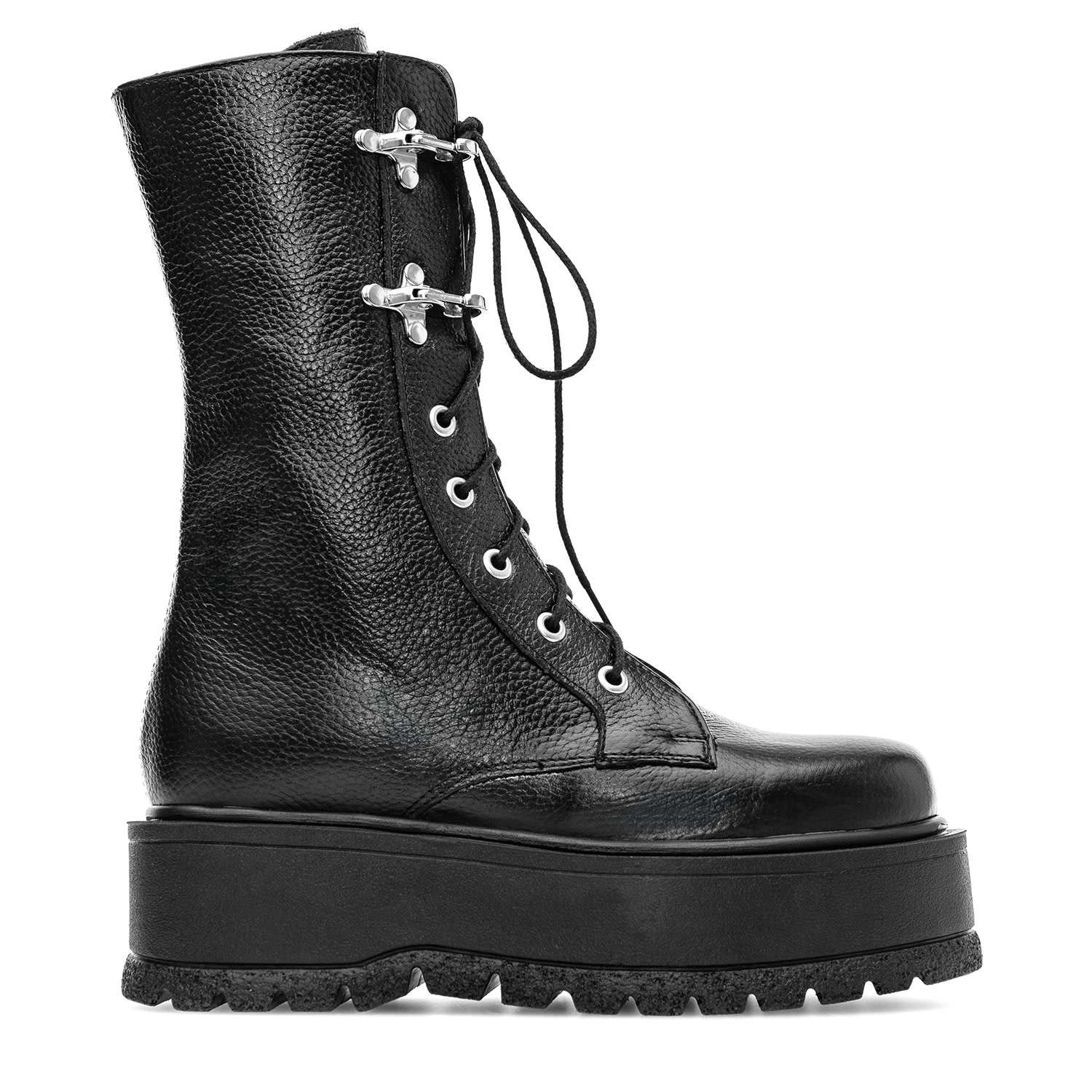 Women’s Bold Black Leather Boots 7 Uk Moja