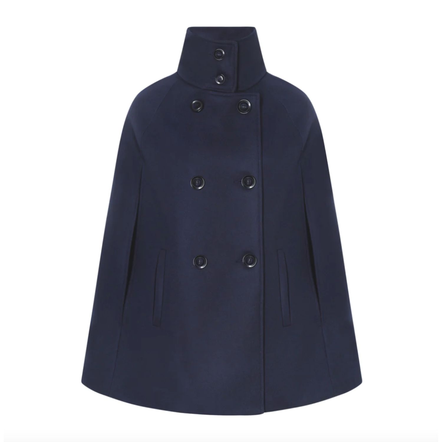 Women’s Blue Heritage Double Breasted Wool Cashmere Cape - Navy Medium Allora