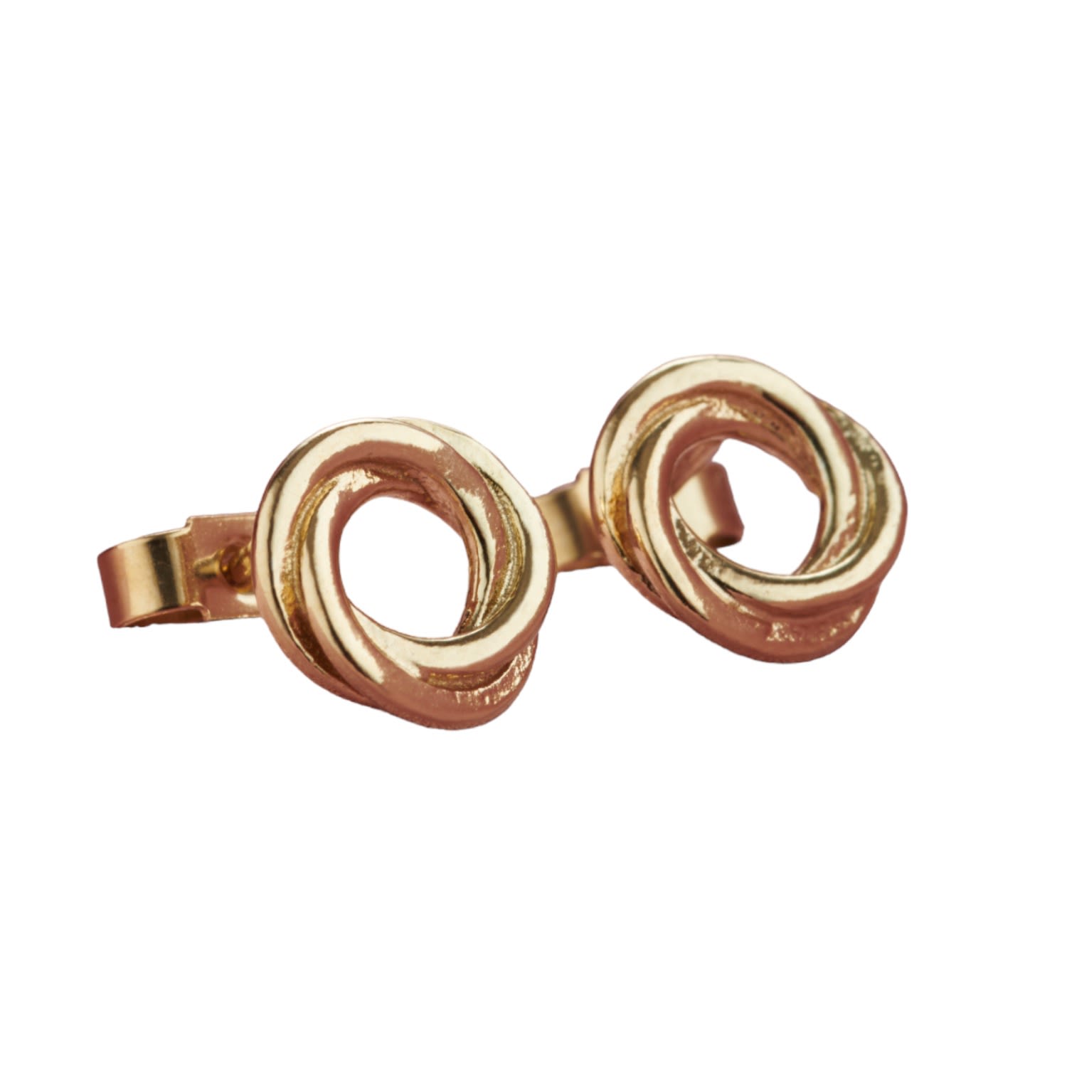 Women’s Yellow Gold Plated Russian Ring Stud Earrings Posh Totty Designs