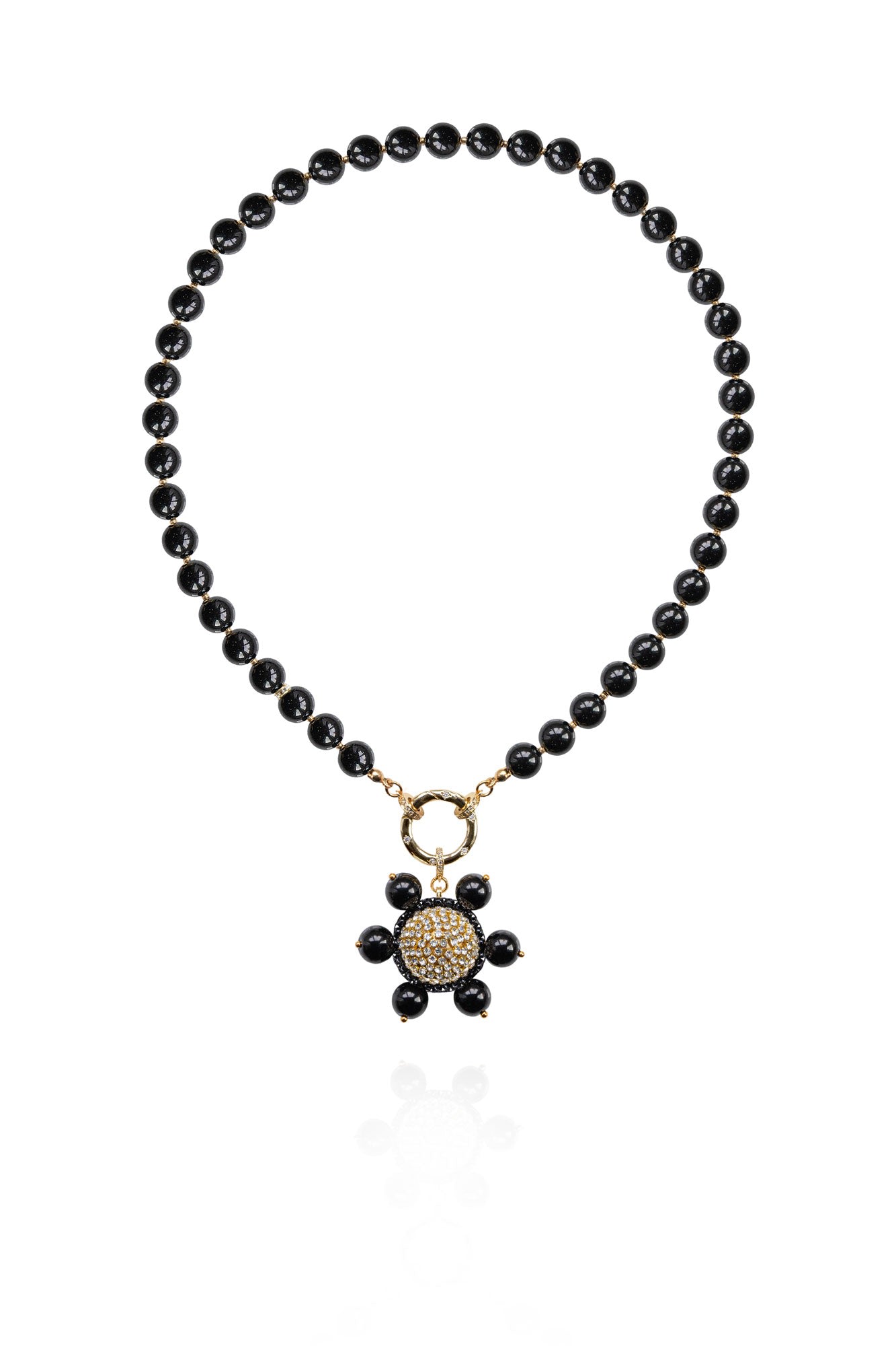Women’s Gold / Black Jolie Necklace In Slick Black Saule Label