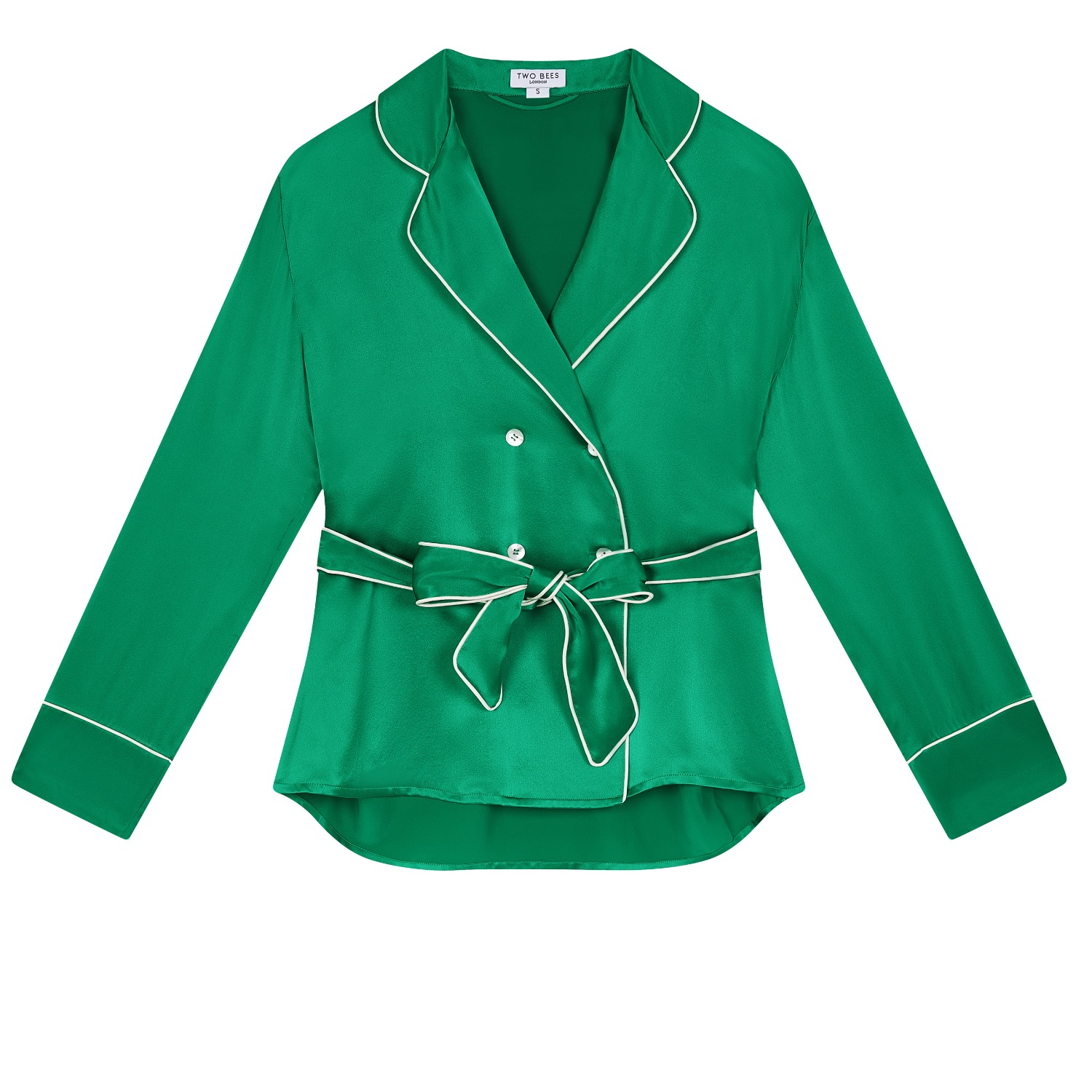 Women’s Emerald Green Olivia Wrap Shirt Medium Two Bees London