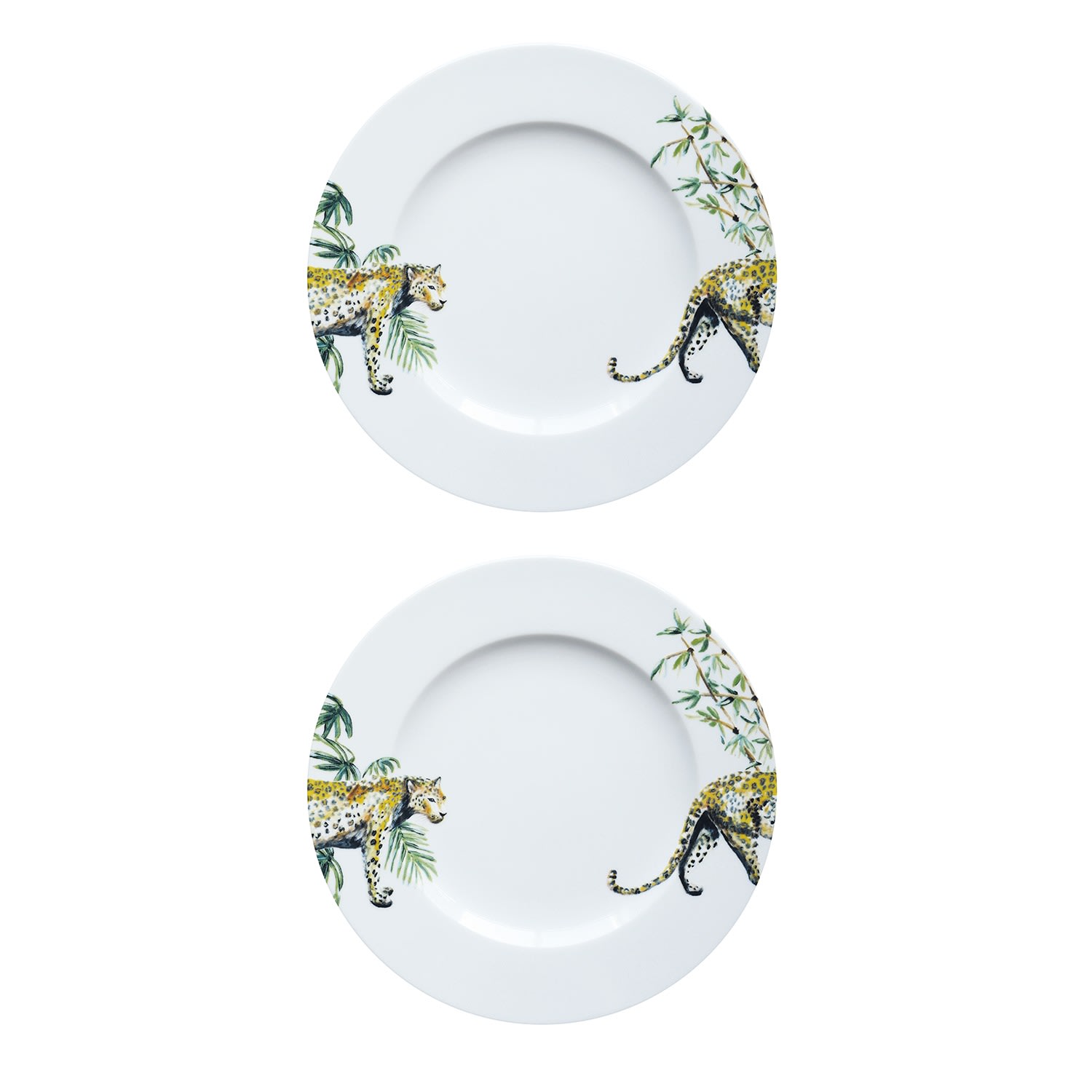 White Dinner Plates Jungle Stories Panther Set Of Two Catchii