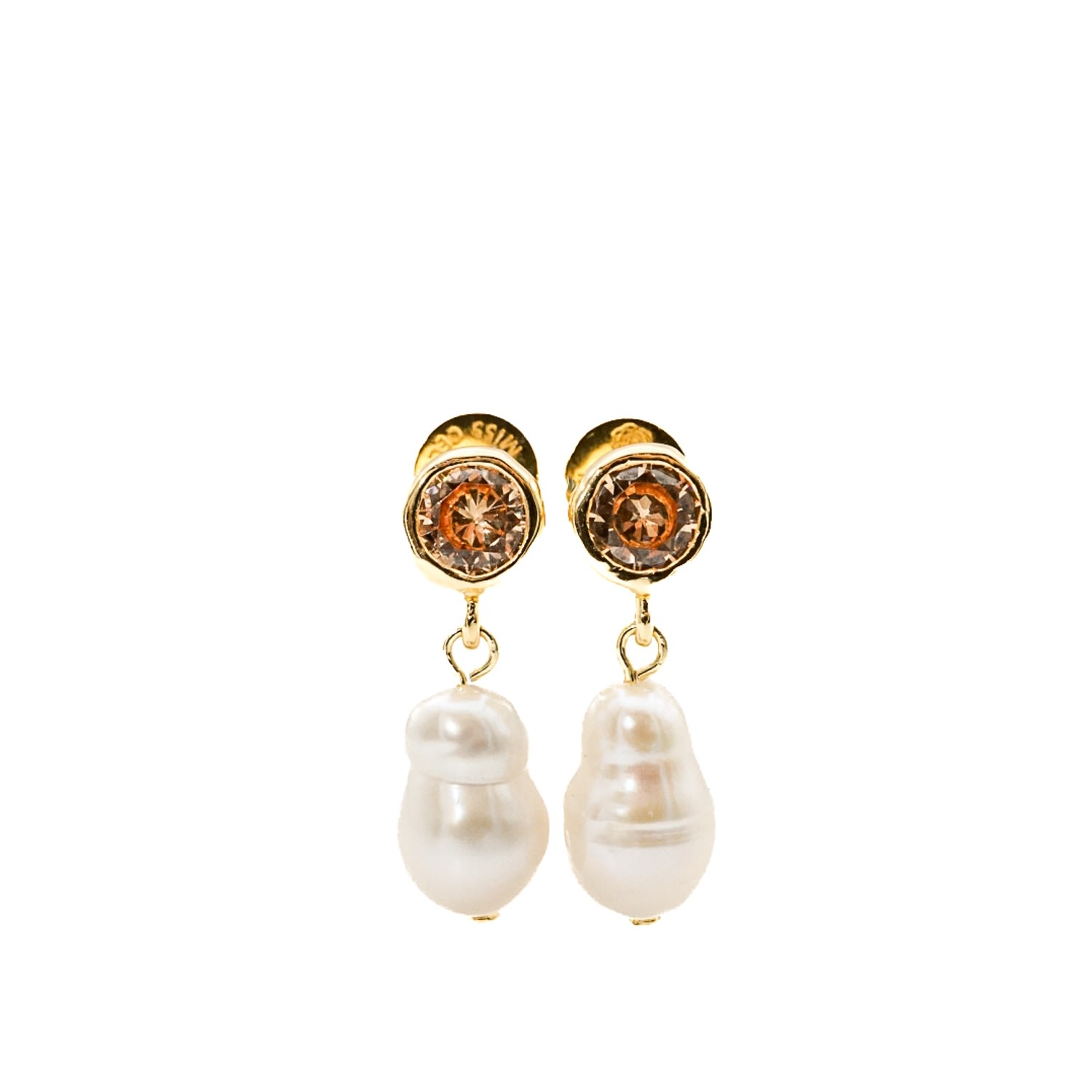 Women’s Gold Faye Baroque Pearl Earrings Miss Cecilia