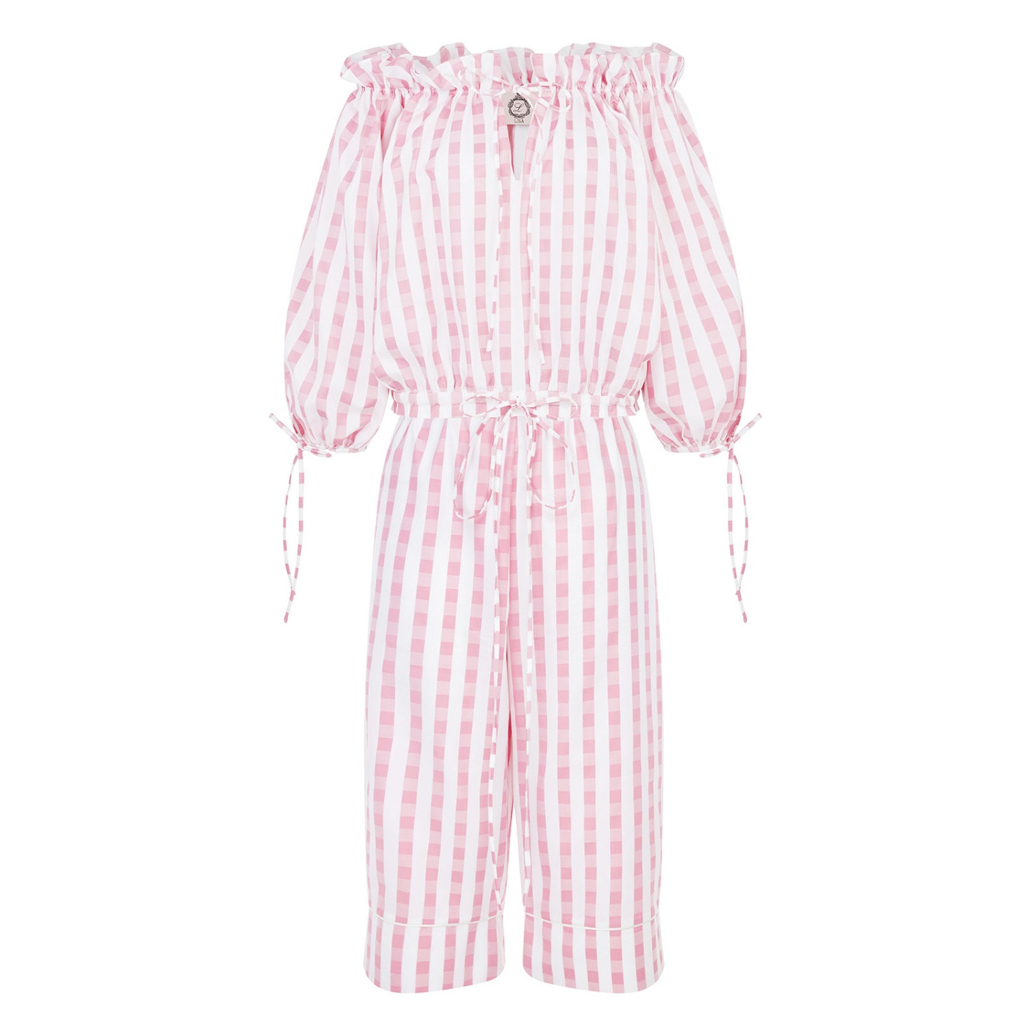 Pink / Purple La La Lady Bel Air Pyjama Top And Peggy Pyjama Pants Gingham Small Lisa the Label