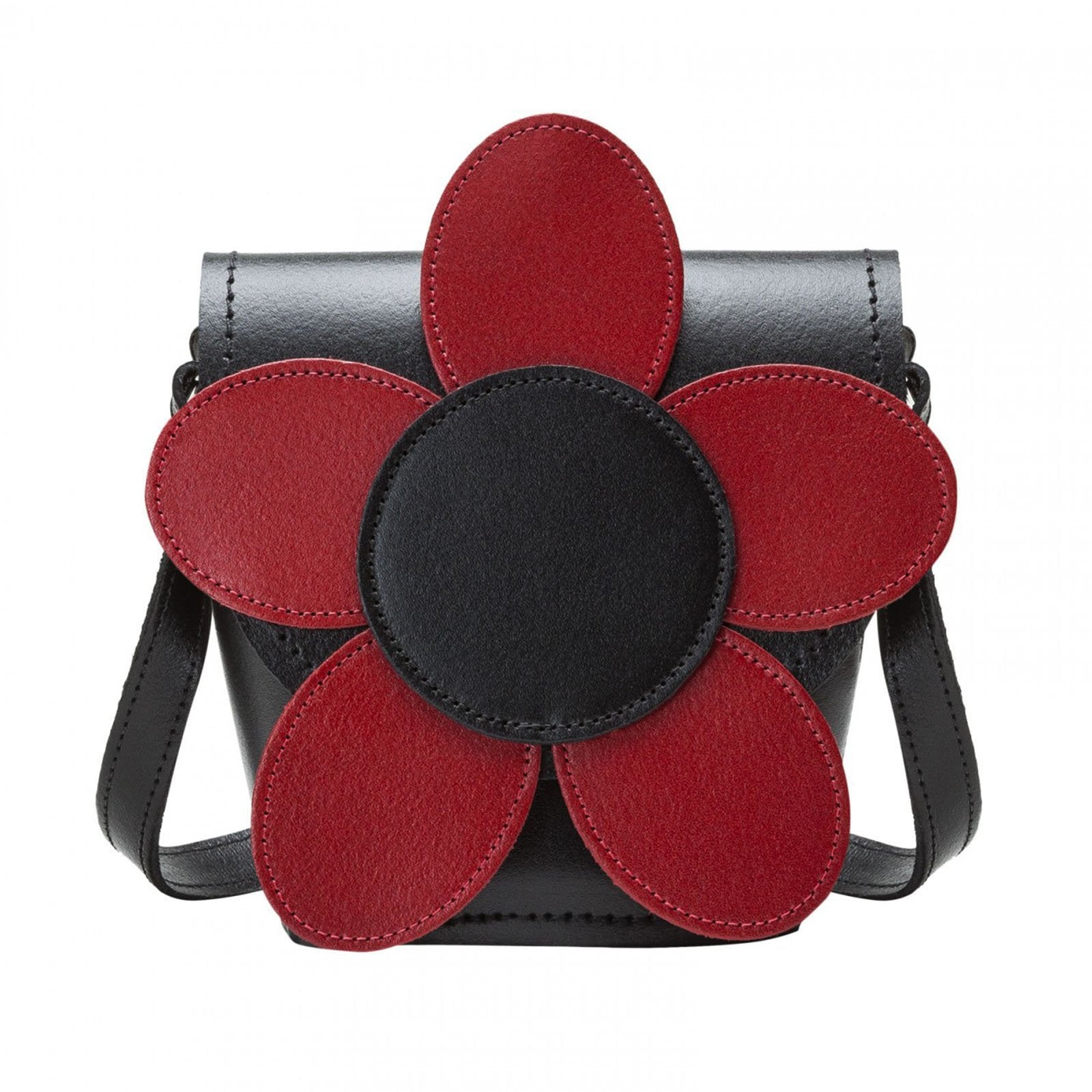 Women’s Black / Red Handmade Leather Daisy Barrel Bag - Poppy - Red One Size Zatchels