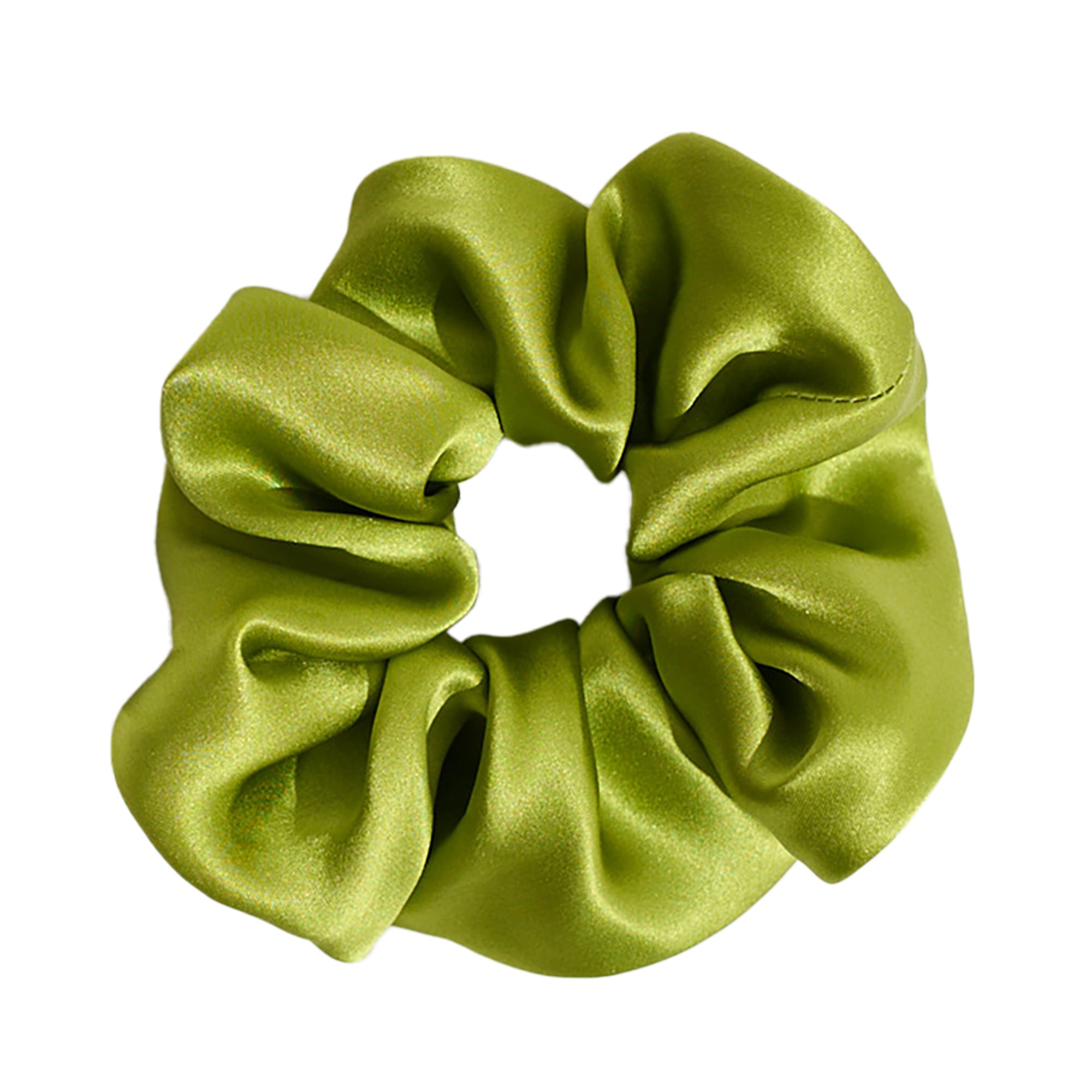 Women’s "Silken Hair" Silk Scrunchie Hair Tie - Green Lost Pattern Nyc