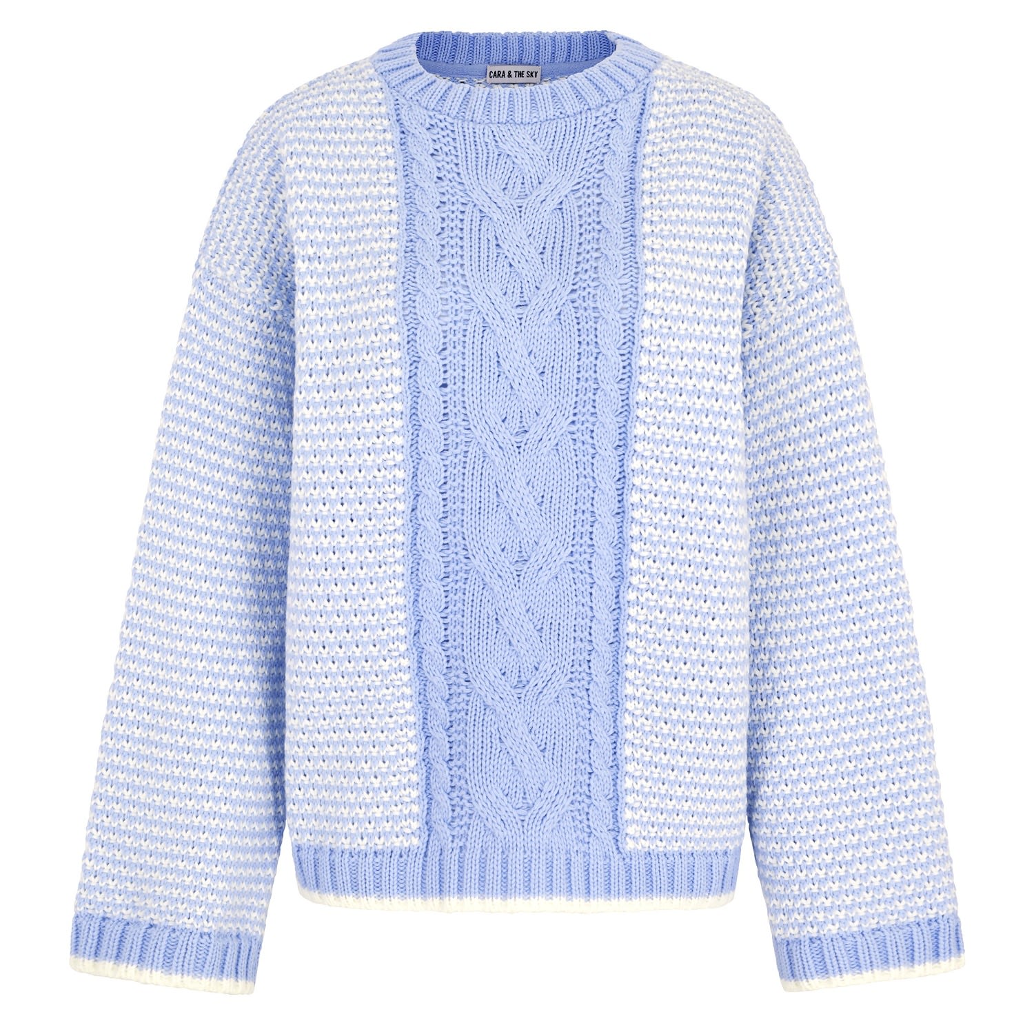 Women’s Frankie Cable Crew Neck Jumper - Blue Small Cara & the Sky