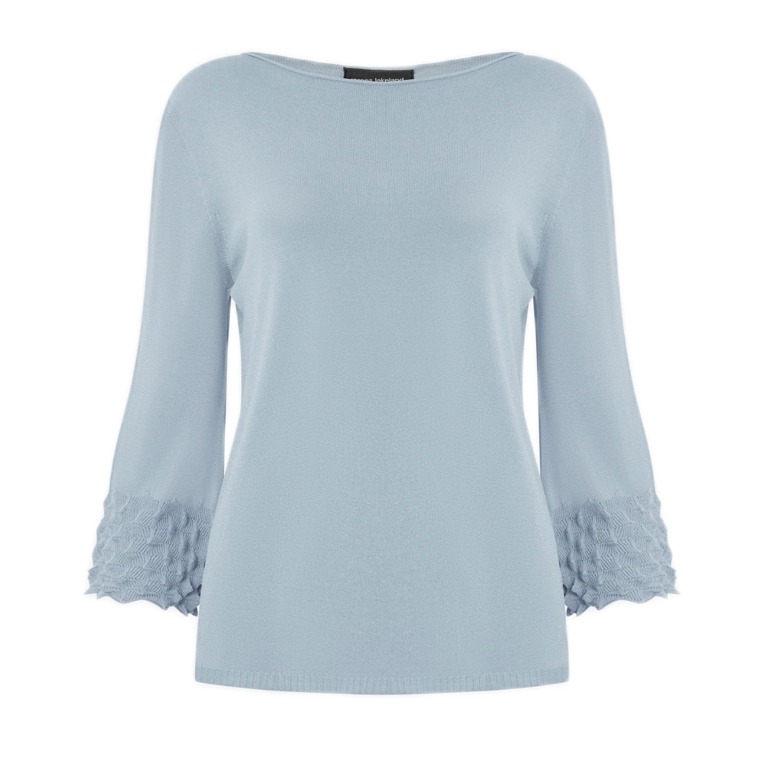 Women’s Knitted Detail Scoop Neck Jumper Pale Blue Small James Lakeland