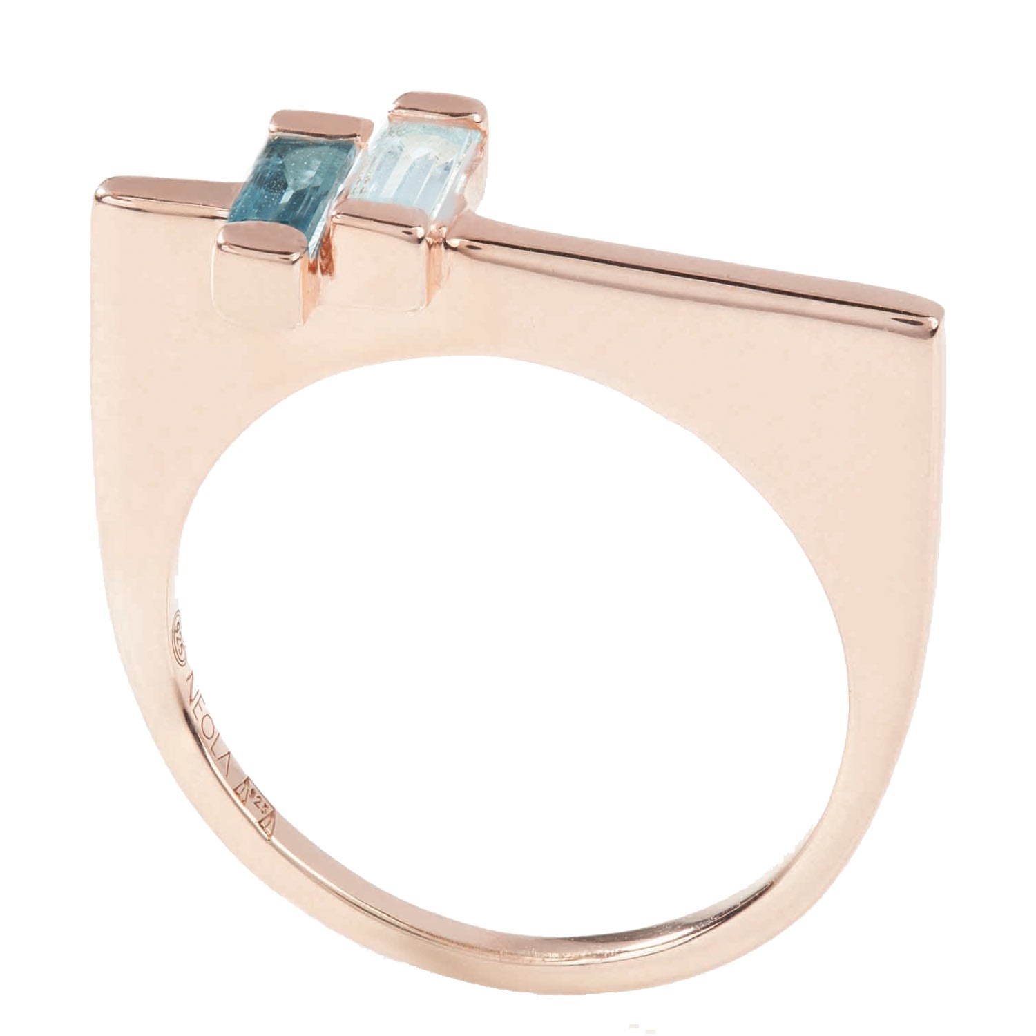 Women’s Anais Rose Gold Stacking Ring With Blue & London Topaz Neola Design