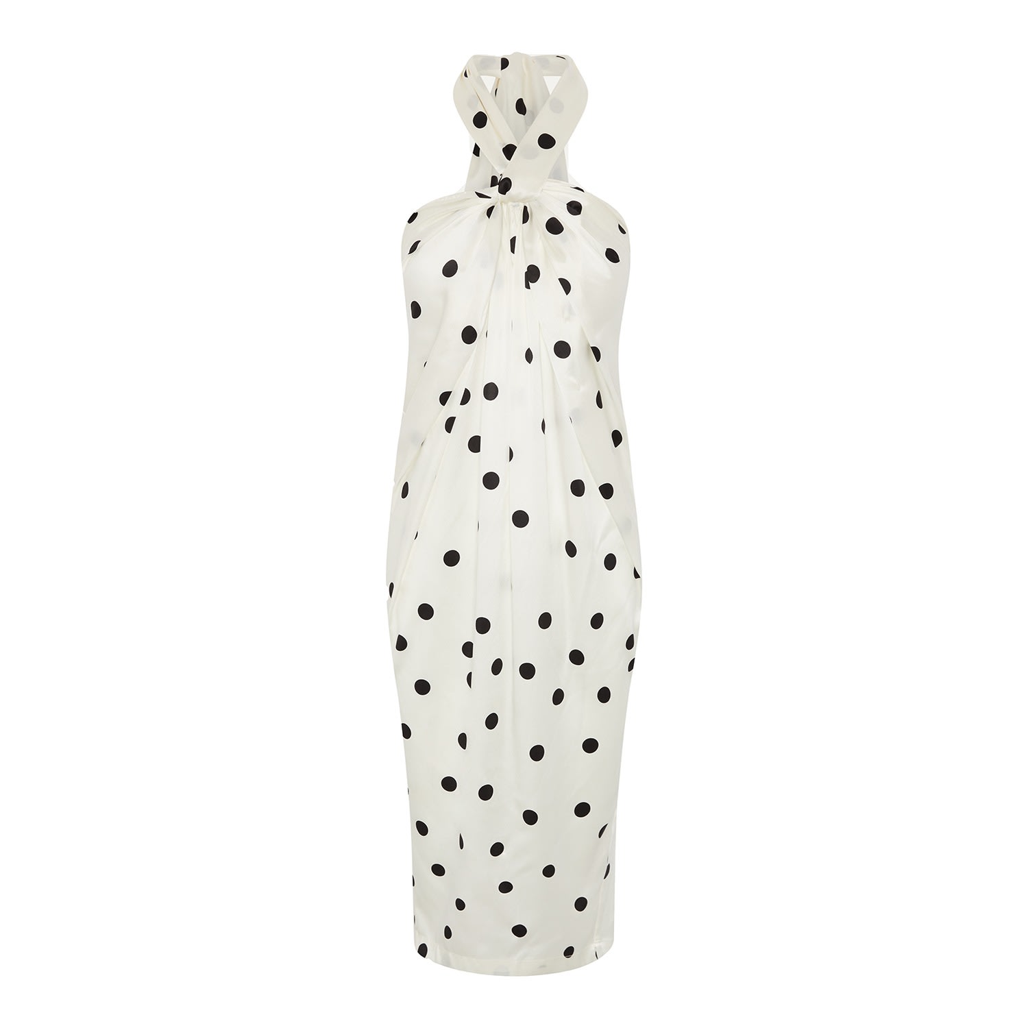 Women’s Sienna Silk Bandeau Dress - Polka Dot Medium The Summer Edit