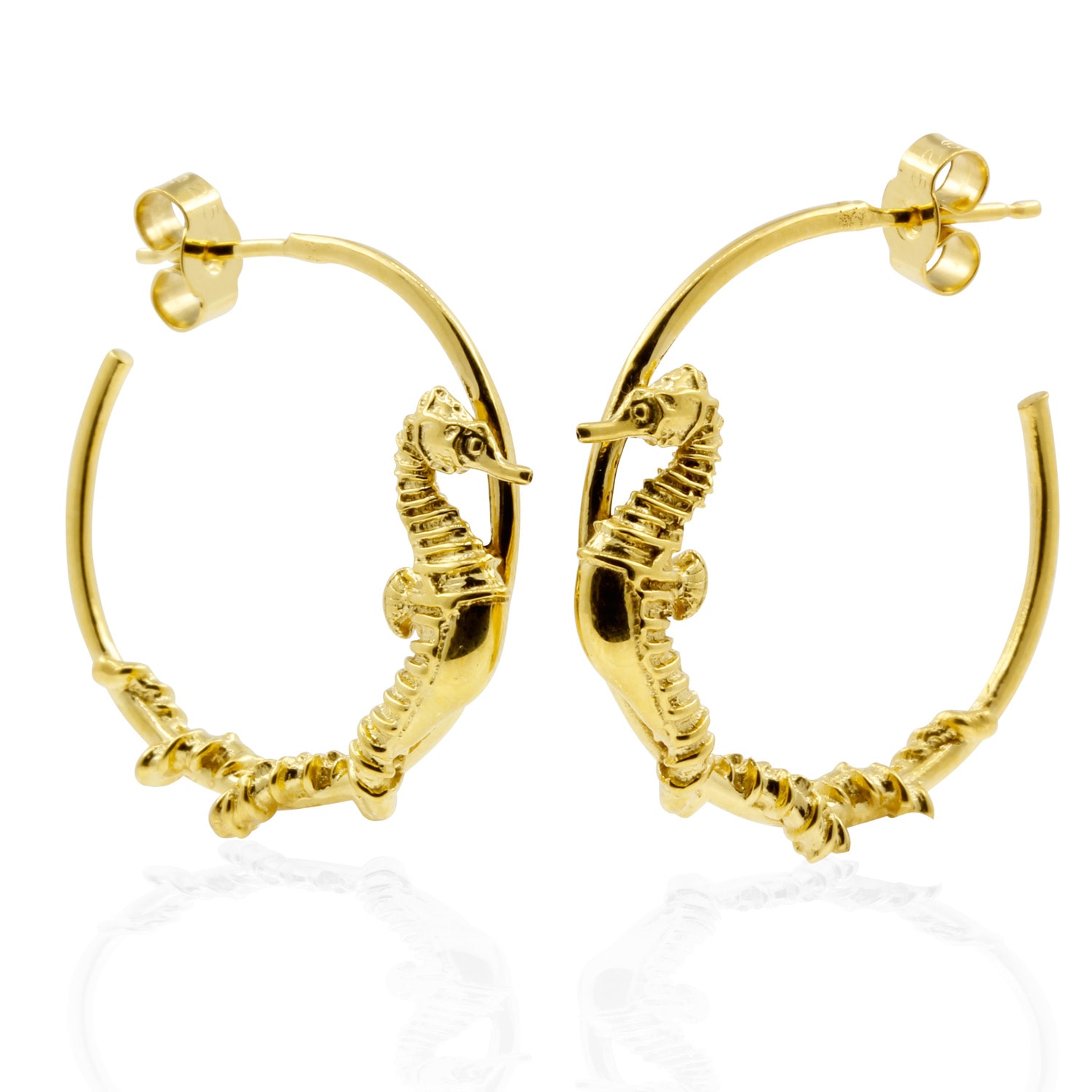 Women’s Seahorse Hoop Earrings - Gold Lee Renee